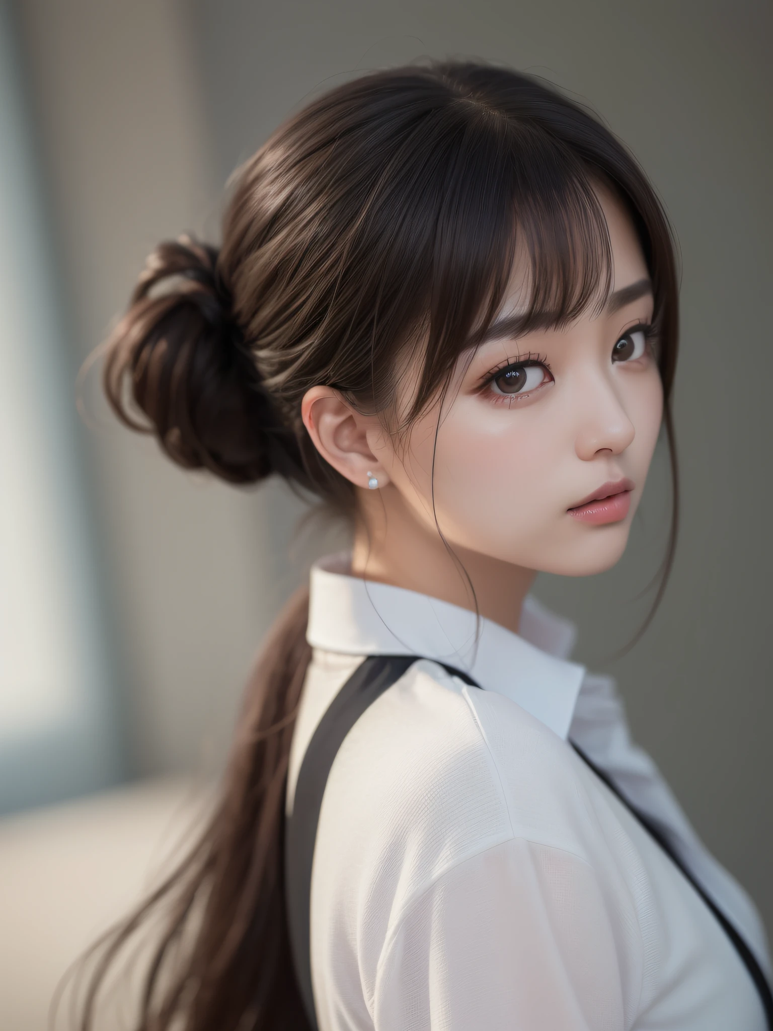 (8K、Raw photography、top-quality、masterpiece:1.2)、(realisitic、Photorealsitic:1.37)、ultra-detailliert、超A high resolution、(Solo Japan Women)、Officelady、(with round face)、long eyeslashes、Beautiful black eyes、Suit Style