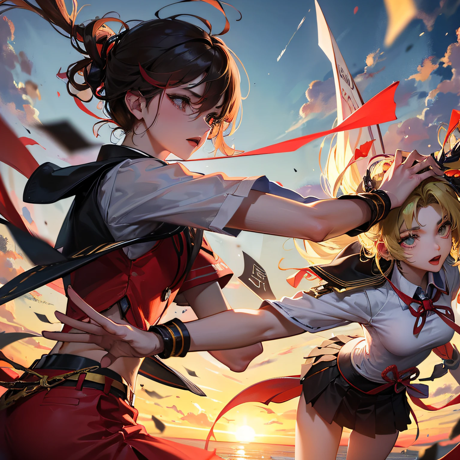 puberty,Campus couples,Chinese handsome guys and beauties,(Masterpiece),Best quality,rich colours,A breath of youth,Animate,In a surreal landscape,lisses,tack sharp focus,School bully,The style of Japanese anime --auto