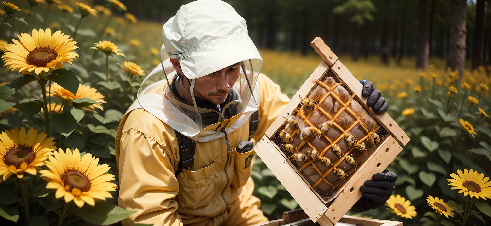 A beekeeper wearing a bee-proof suit --auto