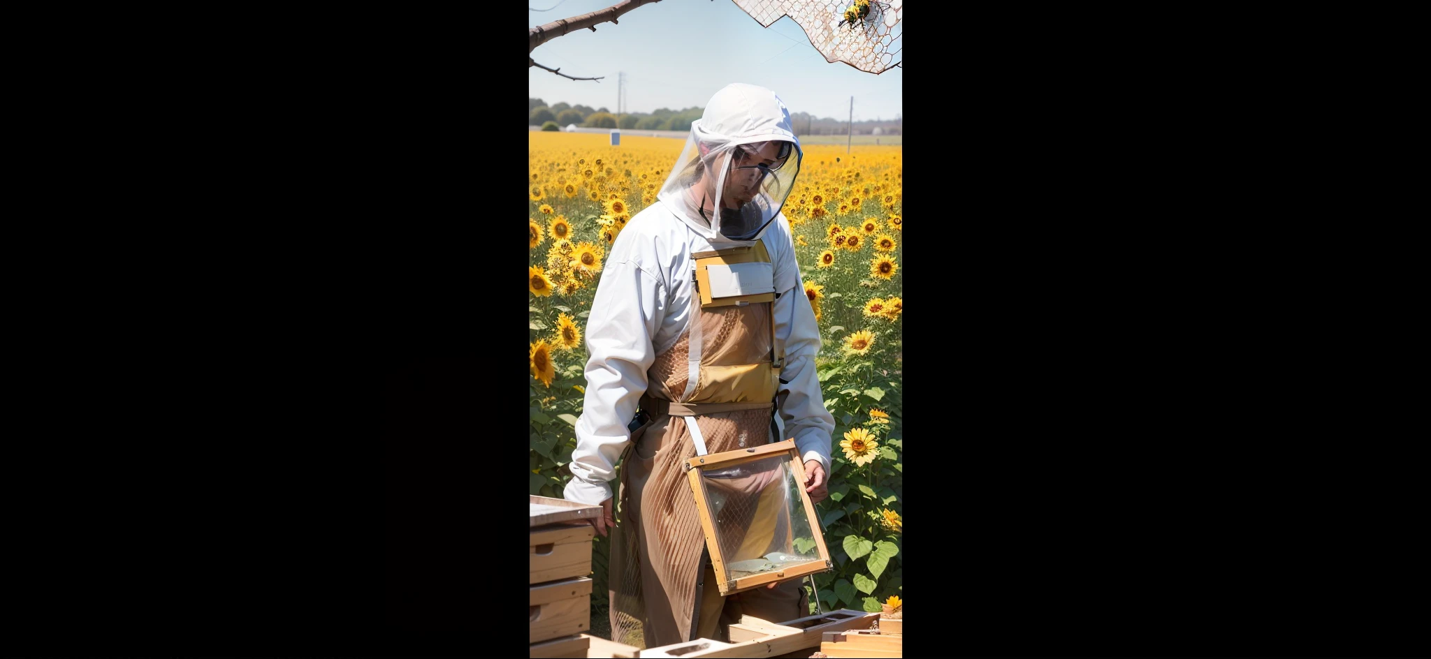 Beekeeper in bee-proof clothing --auto