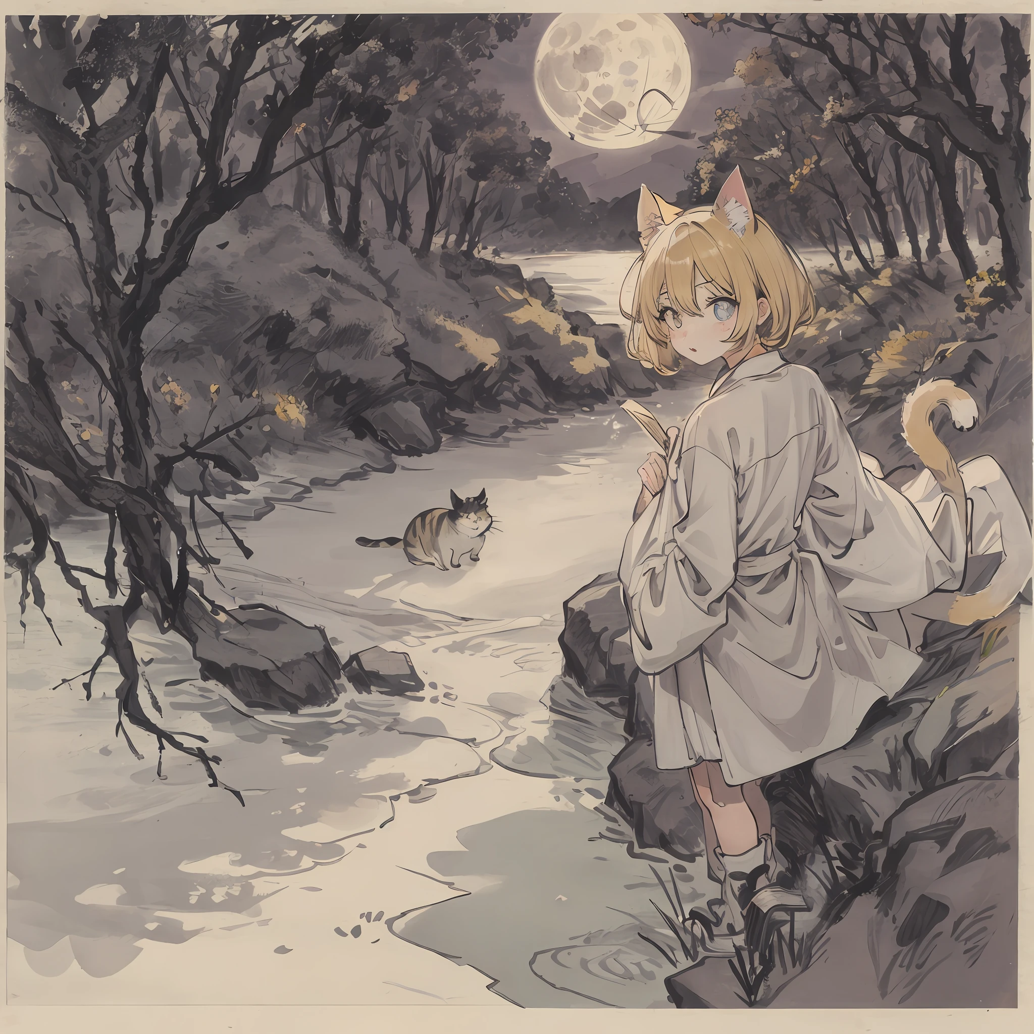 Cat,amarelo,Cute,Big eyes,masutepiece,fullmoon,backstreet