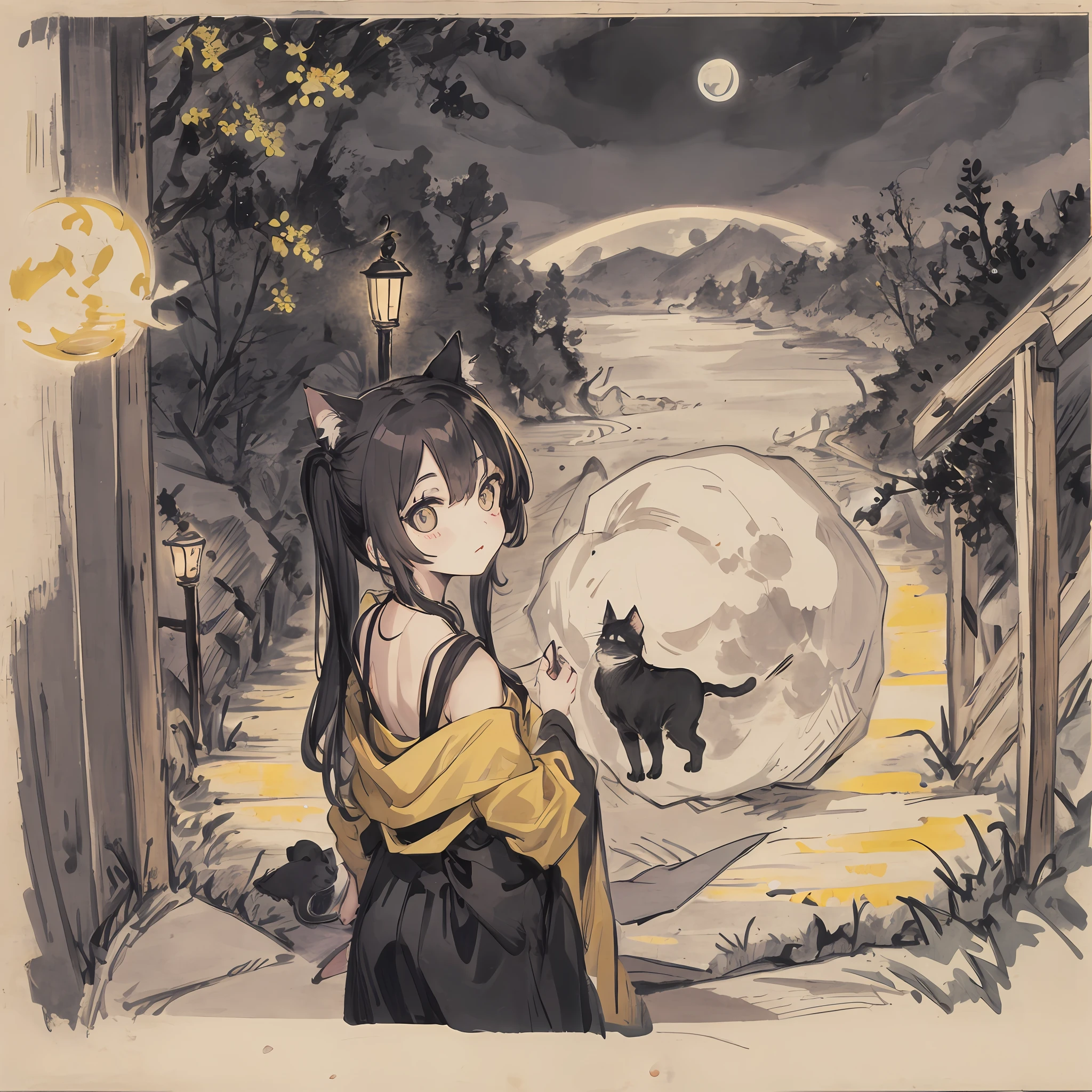 Cat,amarelo,Cute,Big eyes,masutepiece,fullmoon,backstreet