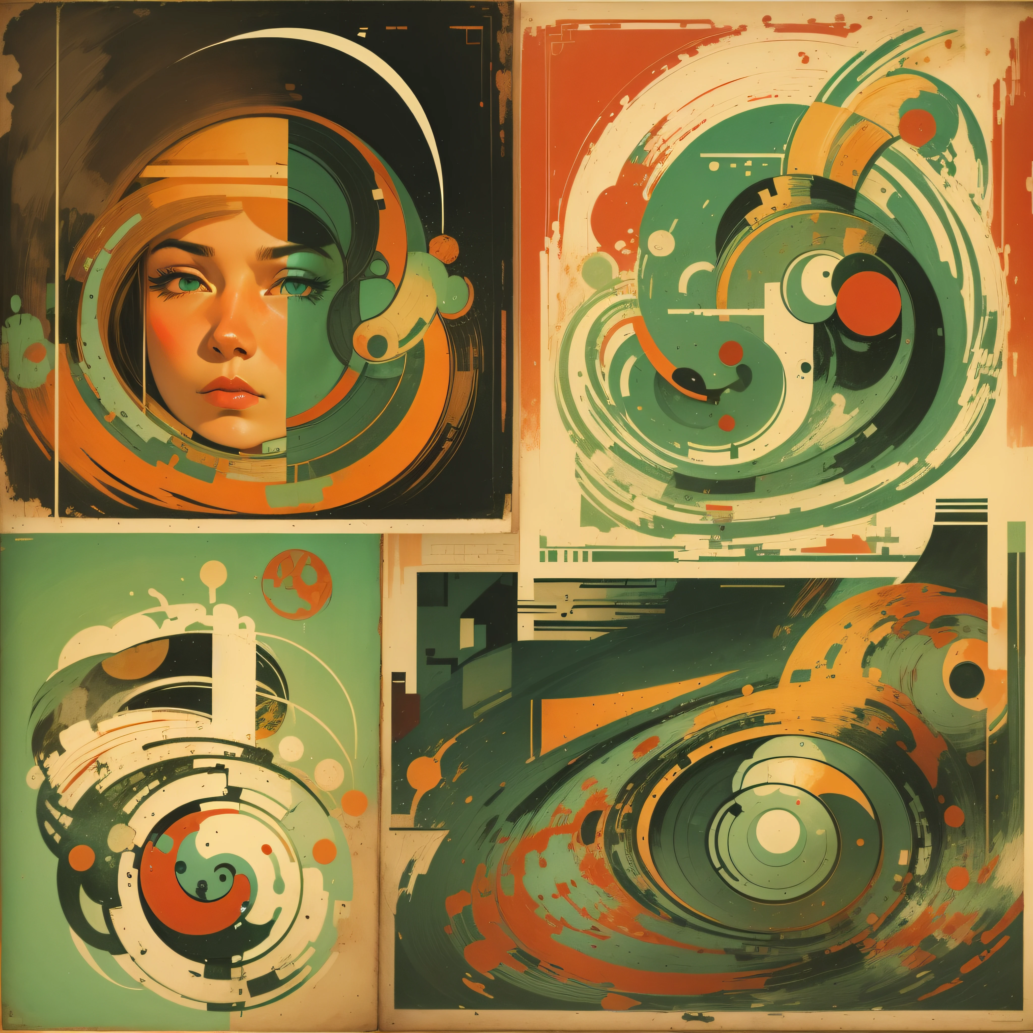 vintage art reimagined showing abstract concepts