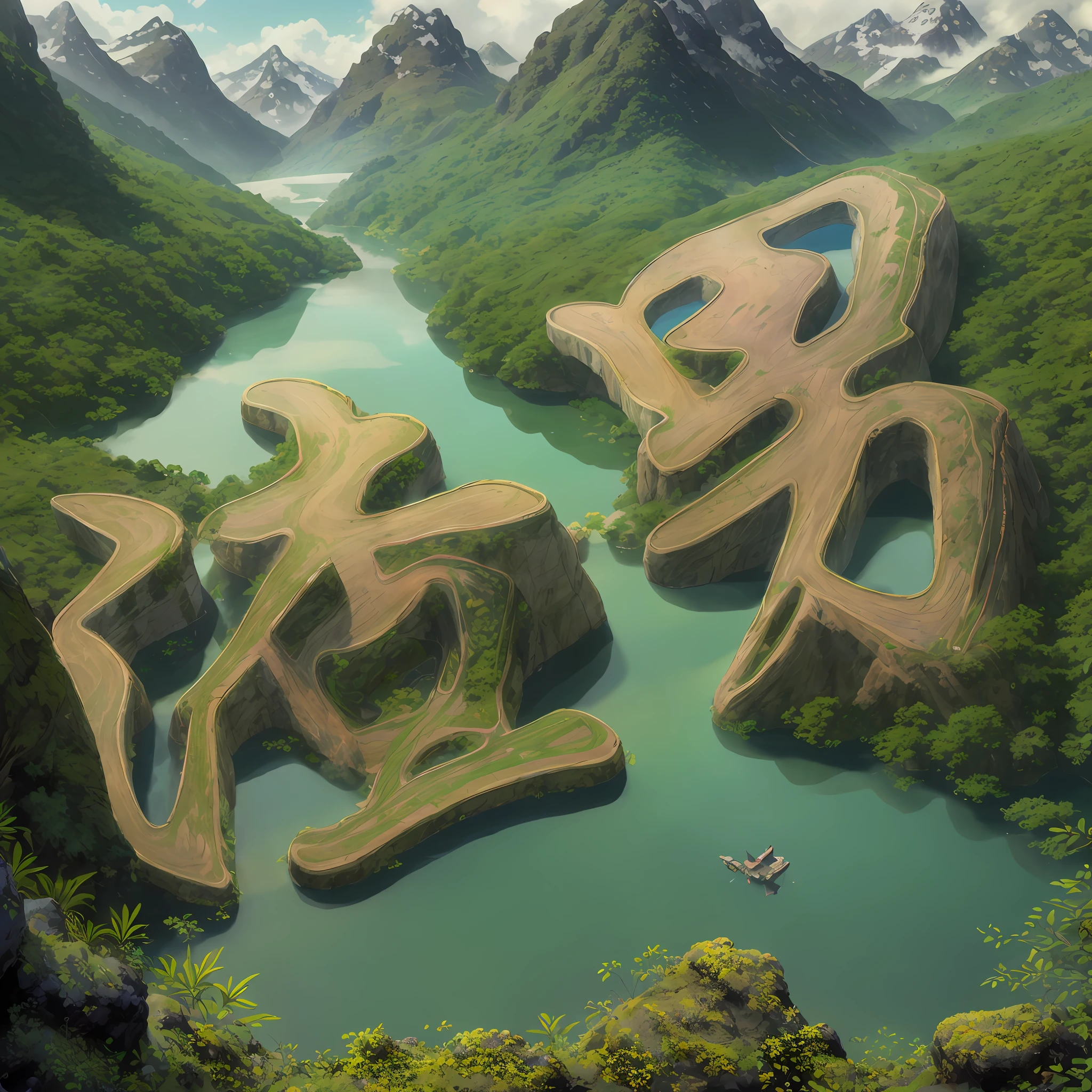 Chinese ancient times, spring, jungle, lake, cave, waterfall, tree, meadow, rock, deer, hot spring, water vapor, (illustration: 1.0), epic composition, realistic lighting, HD details, masterpiece, best quality, (very detailed CG unified 8k wallpaper)