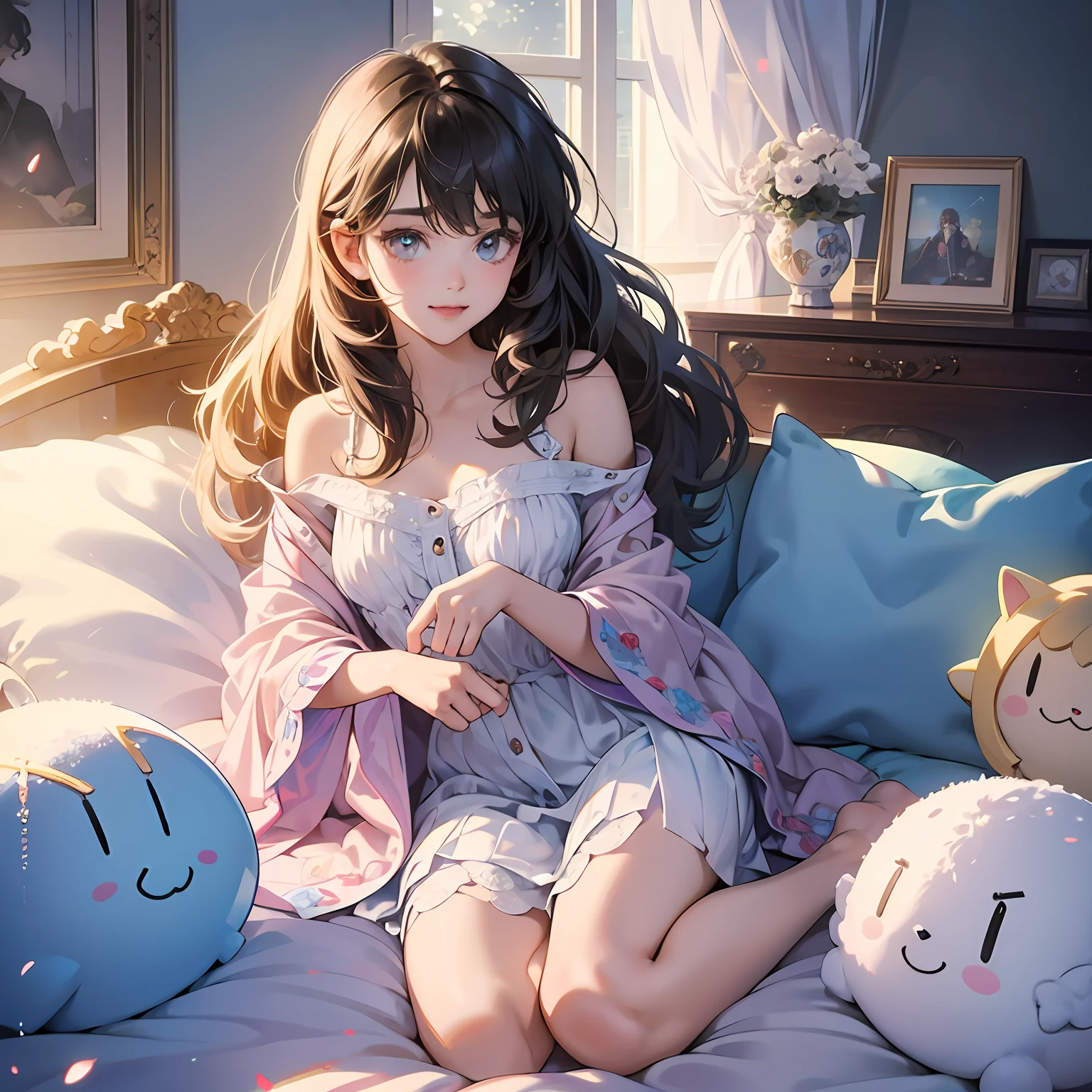 (tmasterpiece), (Need), (super-fine), (full bodyesbian:1.2), ultra cute, , Pixar, Pajama loli baby's a big eye-catcher, fluffly, ssmile, Delicate and delicate, Fairytales, Incredibly high detail, pixar-style, bright color palette, natural soft light, Simple background in solid color, Octane rendering, Trends on Artstation, opulent, ultra-wide-angle, 8k, k hd, realisticlying --auto