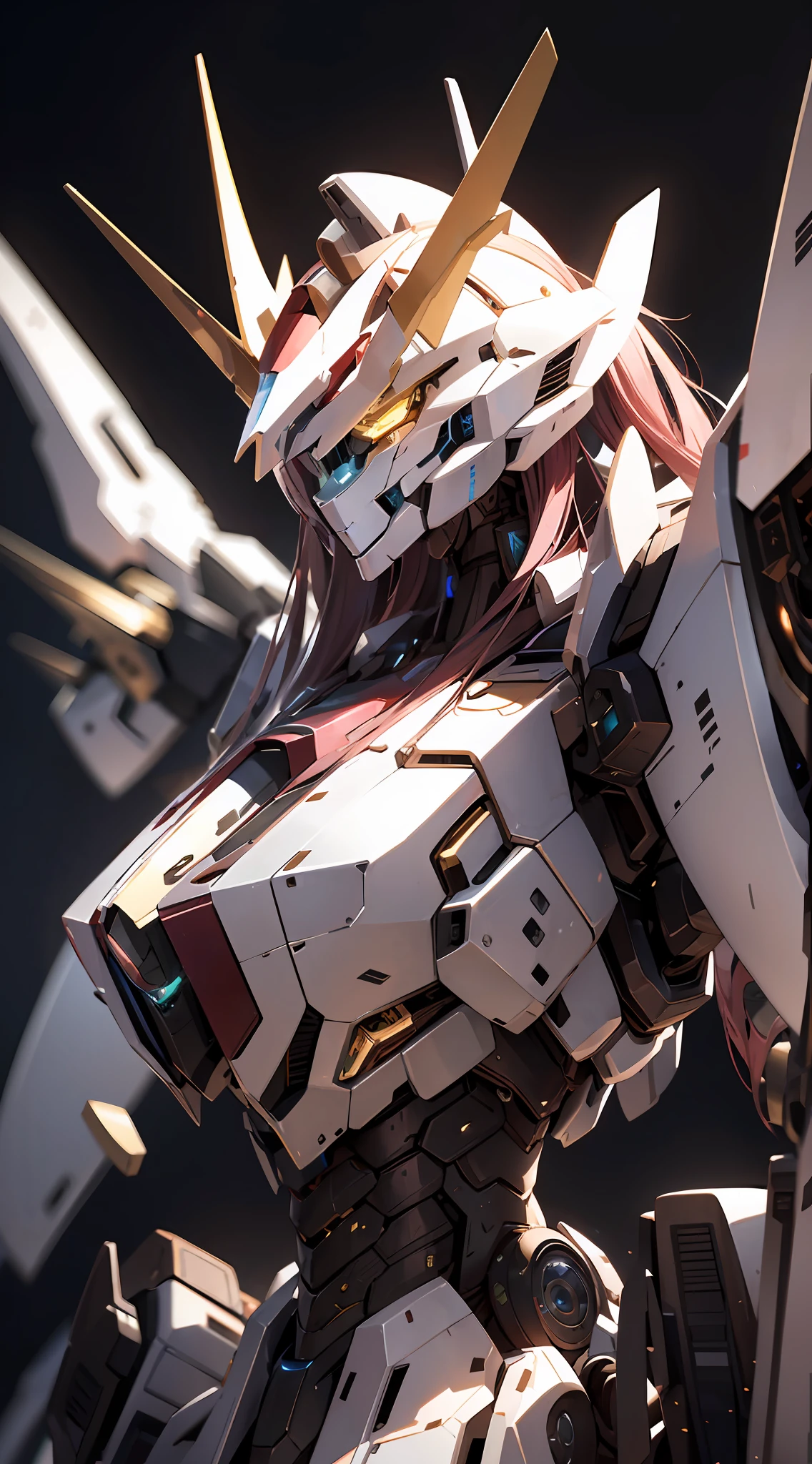 Best Masterpiece,独奏,Mecha giant,Mare,the night,eyes glowing,style of surrealism,realisticlying,Strait background,Rusty mech