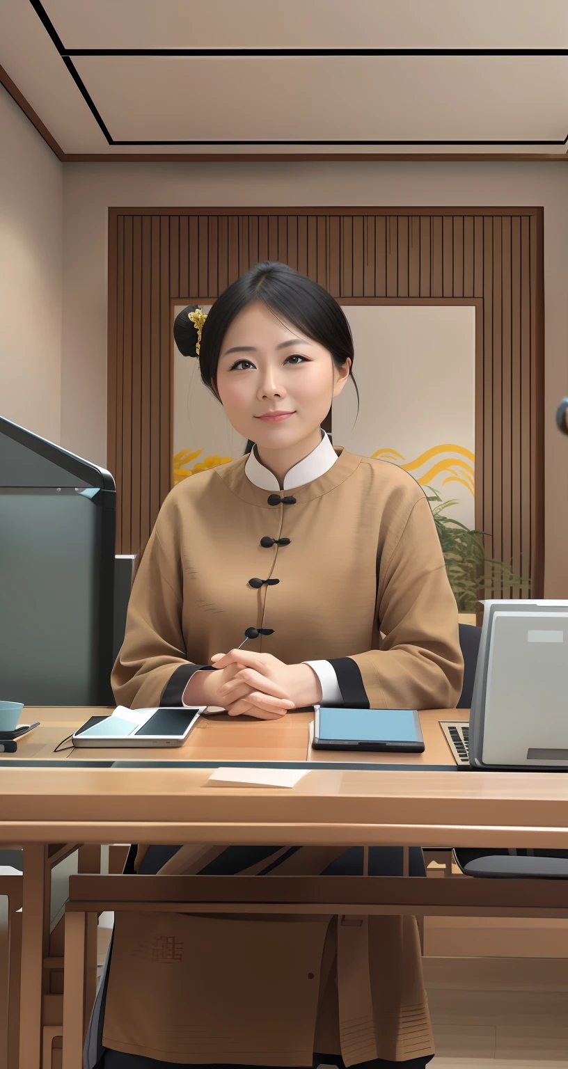 Chinese background and office environment