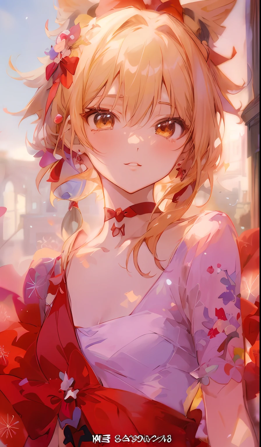 Anime girl in red dress and red bow, style of anime4 K, Beautiful anime girl, a beautiful anime portrait, Stunning anime face portrait, Beautiful anime woman, cute anime waifu in a nice dress, beautiful and seductive anime woman, beautiful anime catgirl, detailed portrait of an anime girl, pretty anime girl, Anime goddess, beautiful fantasy anime, Anime style. 8K
