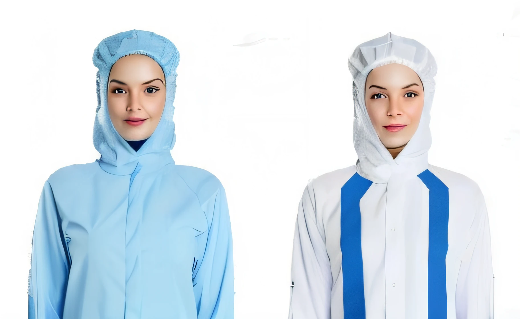 clothing for working in food industries, branco com uma faixa azul .
