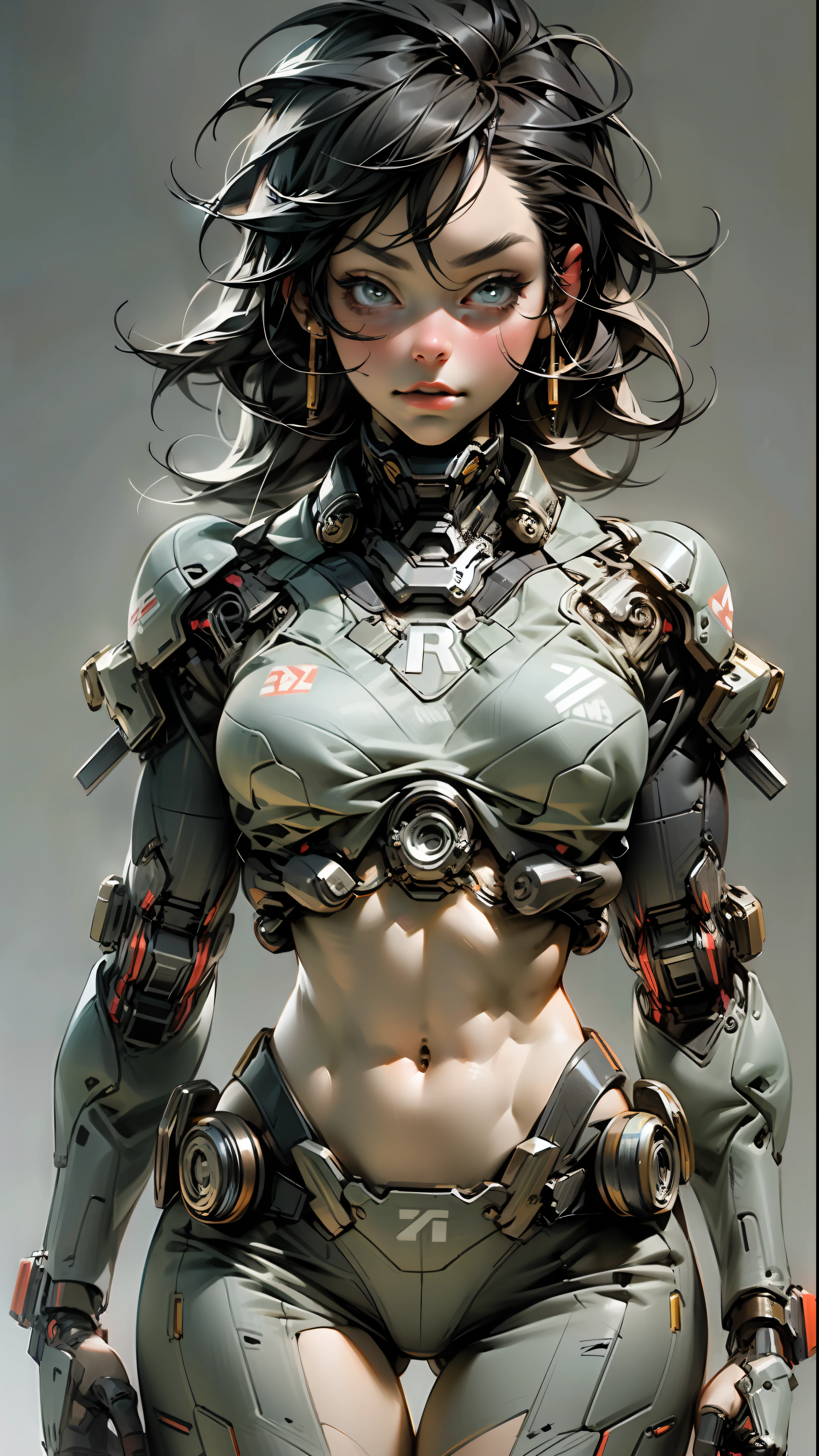 Beautiful cybernetic girl looking at the camera in underwear detailed muscles realistic masterpieces dynamic poses