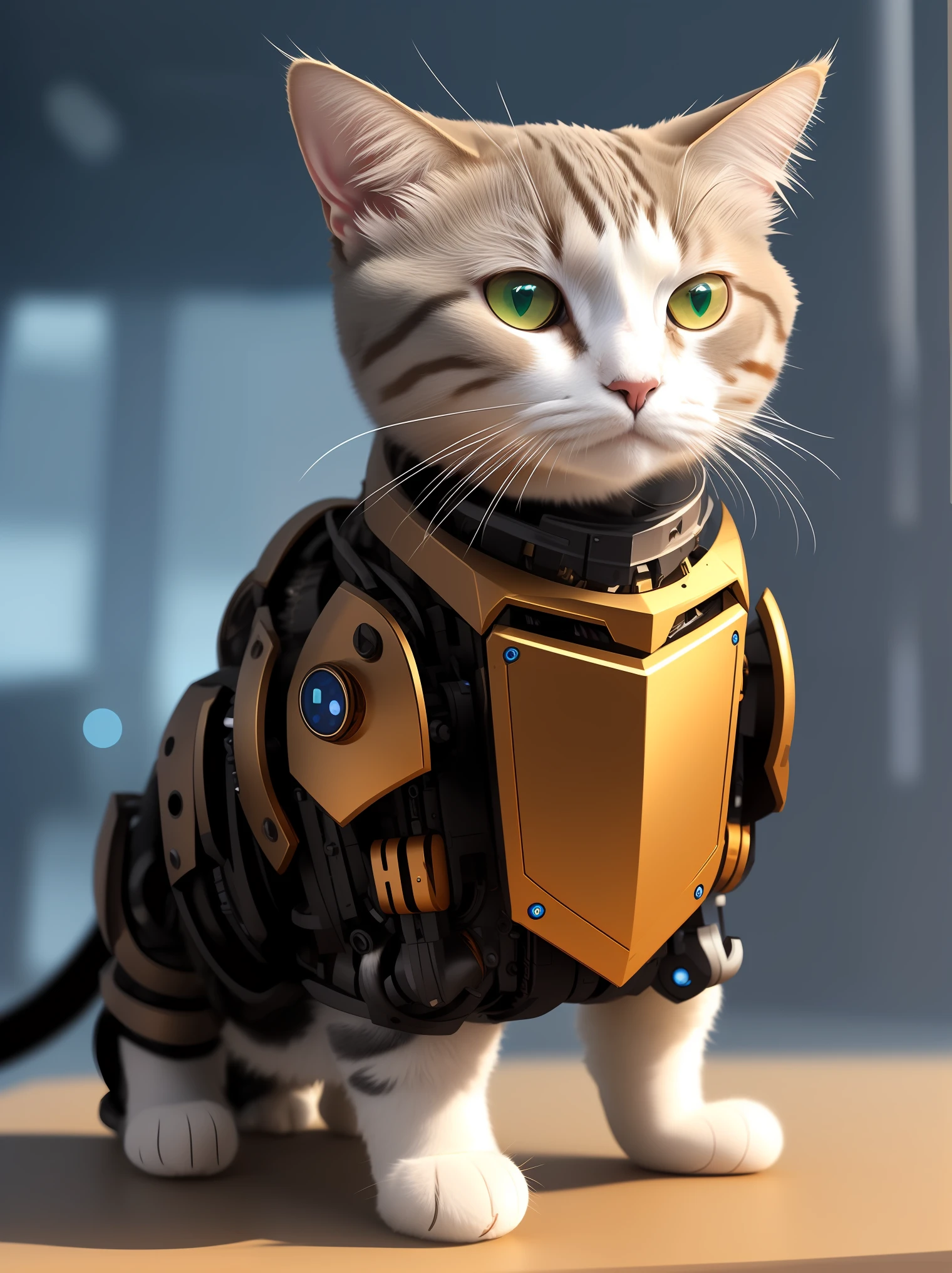 Cybertech style cat、Covered in mechanical armor