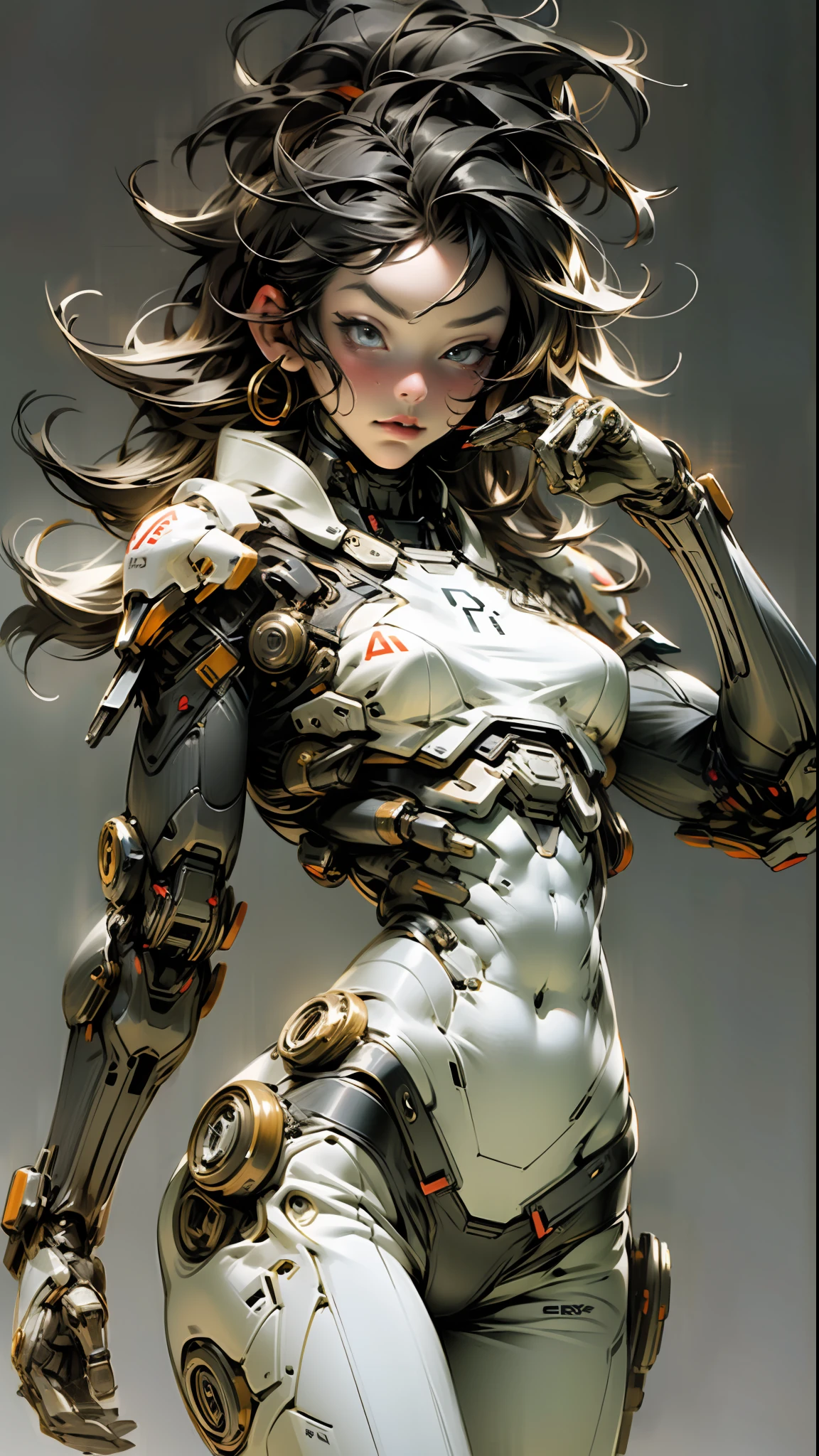 Beautiful cybernetic girl looking at the camera in underwear detailed muscles realistic masterpieces dynamic poses