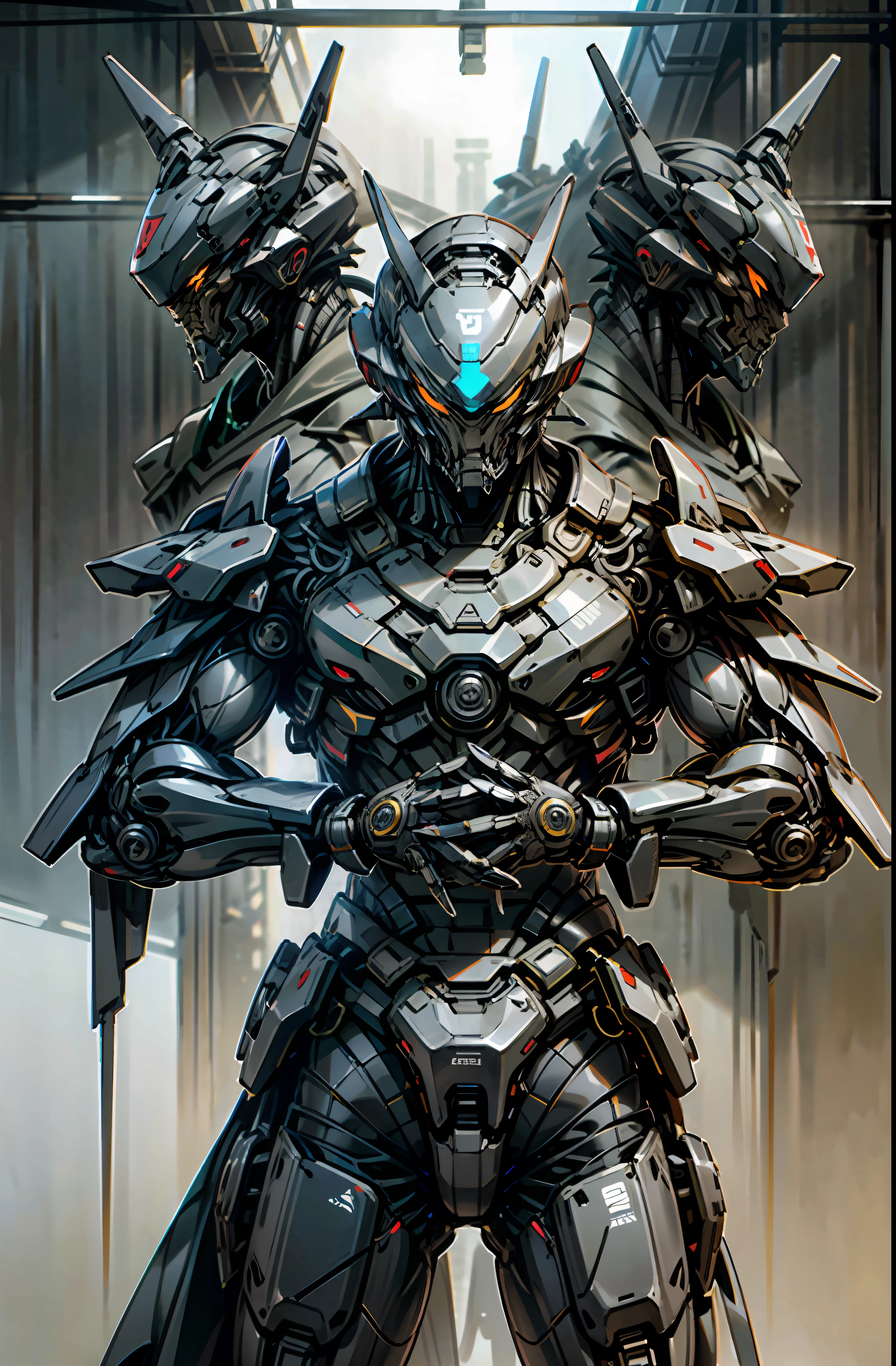 Dark_Fantasy,Cyberpunk,1manMechanical marvel,Robotic presence,Cybernetic guardian, samurai mechanical armour, katana on the waist, absolutely stunning art,wearing a black cloak, highest quality art, highest resolution, hyper detailed,black and red, futuristic, samurai robot, atmospheric,8k,64k, HD, unparalleled masterpiece, dynamic lighting, cinematic, epic