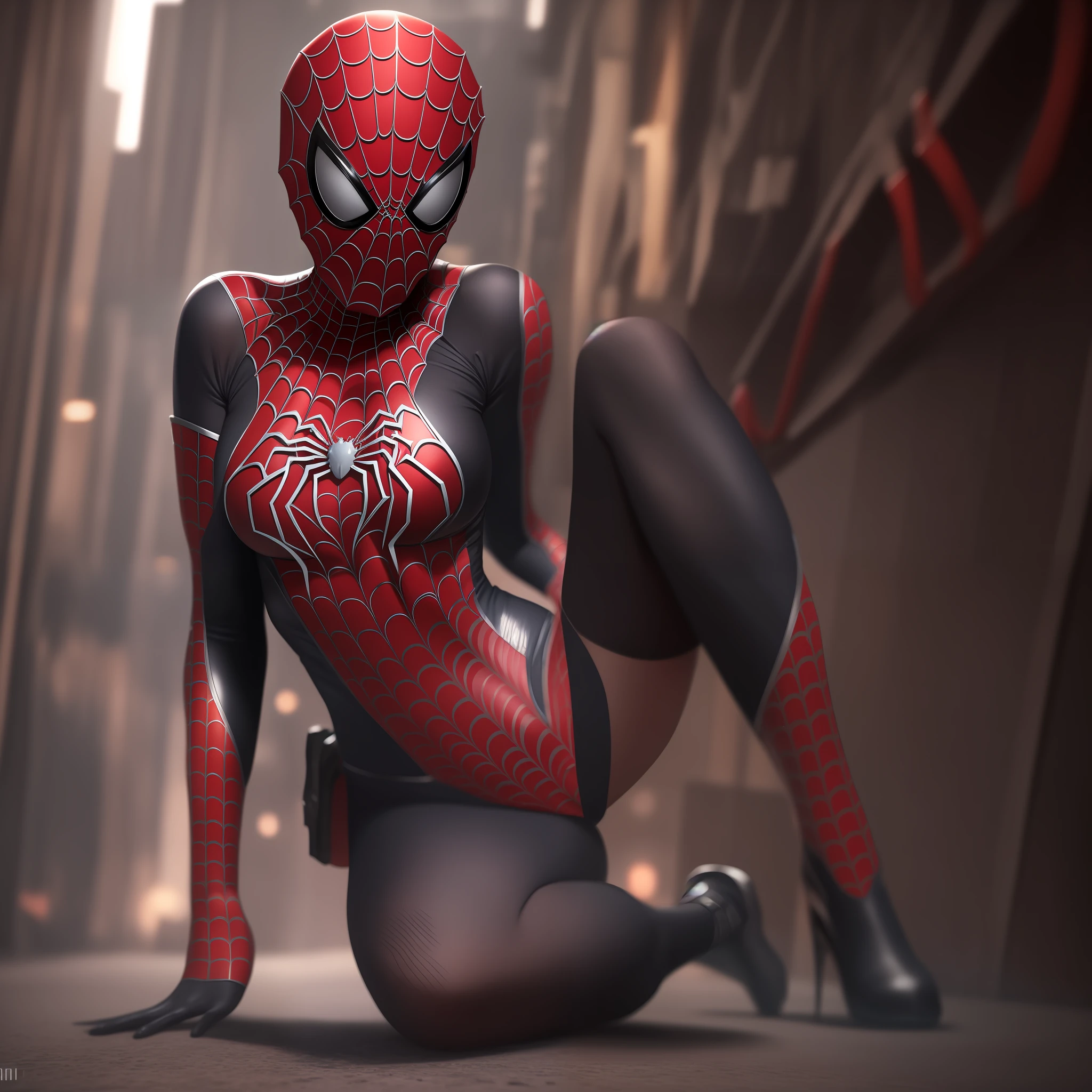 create the 4k sexy spider-girl, detailed cinematic, full body