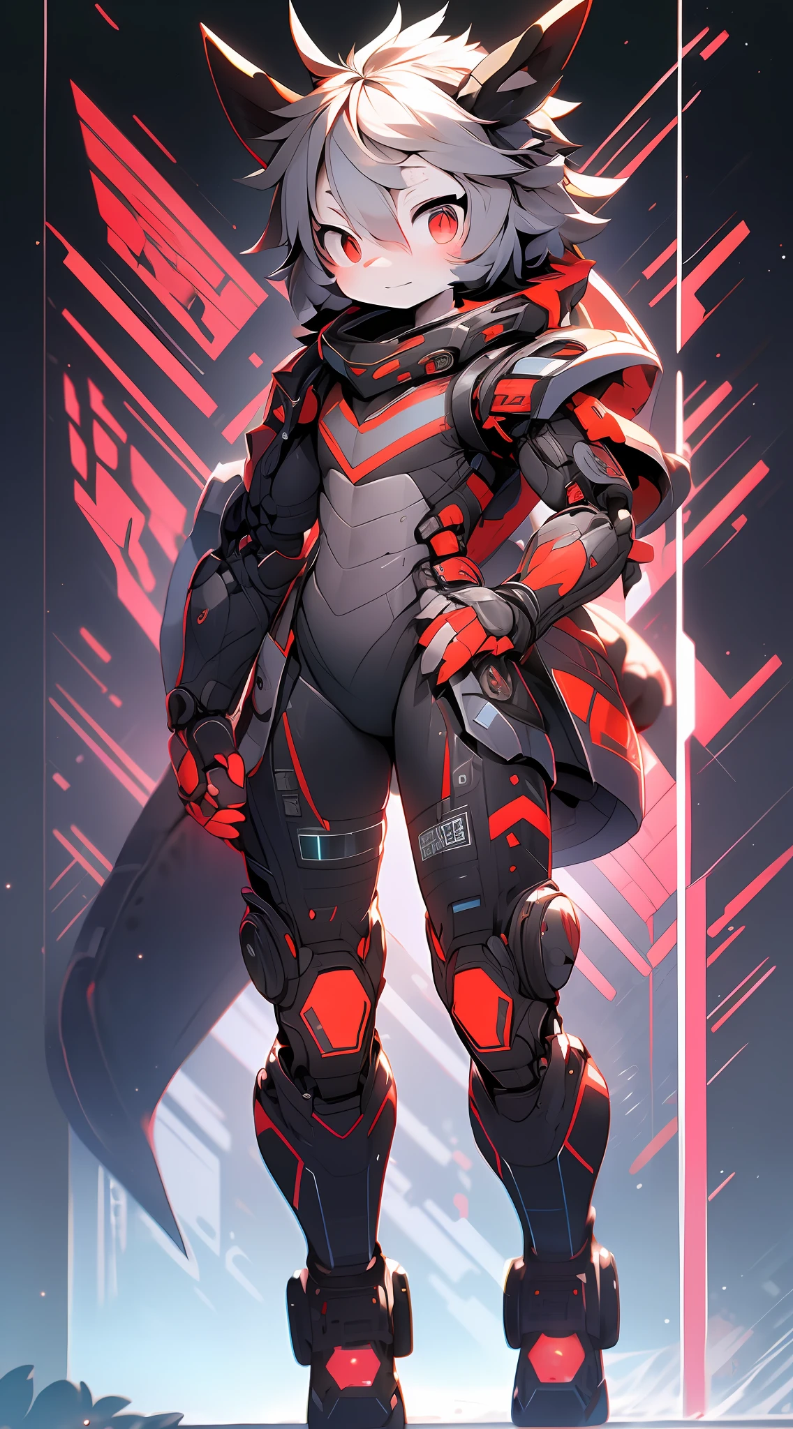 The dragon girl in the mecha,Dark gray hair,red color eyes,adolable,Mechanical nanoskin,black reotard,Black mid-tube socks,full bodyesbian,nakeness,Shota,Black Themes