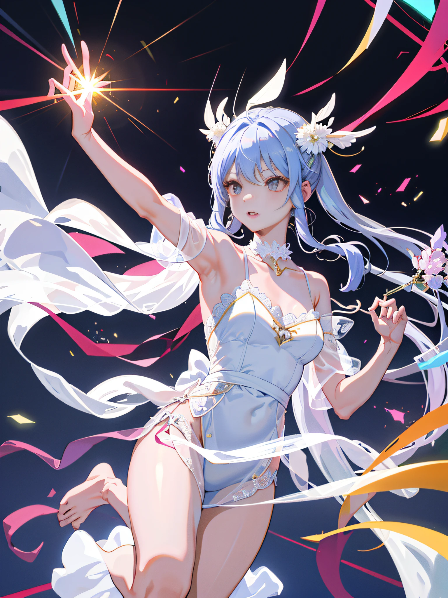 tmasterpiece，hyper realisitc，32k，非常详细的 CG 统一 8k 壁纸，best qualtiy，（Transparent white pajama dress），（（haruhi）），With side sections，eardrop，maam，choker necklace，