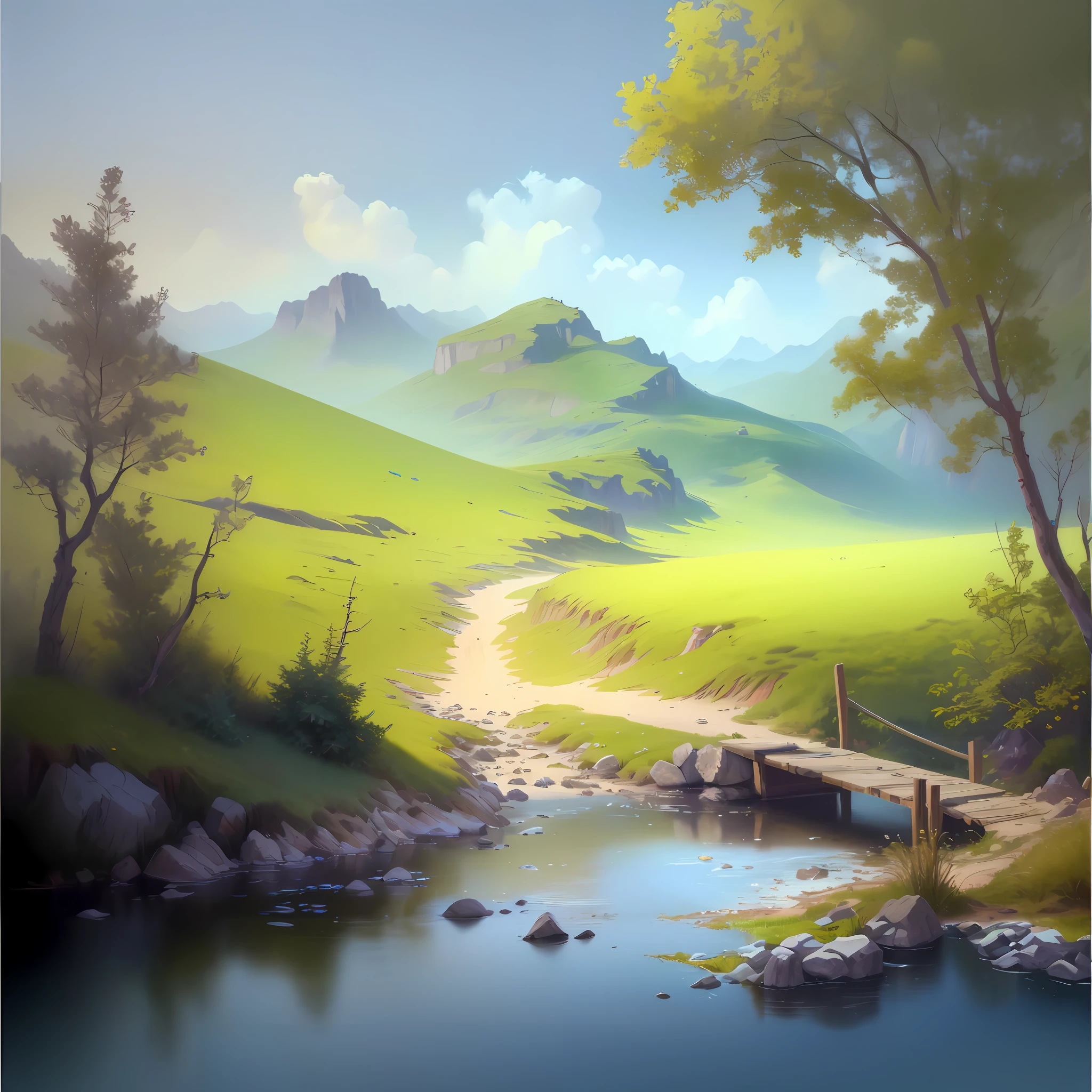 landscape,water,(extremely detailed CG unity 8k wallpaper), most beautiful artwork in the world,professional majestic oil painting,intricate, High Detail, Sharp focus, dramatic, photorealistic painting art