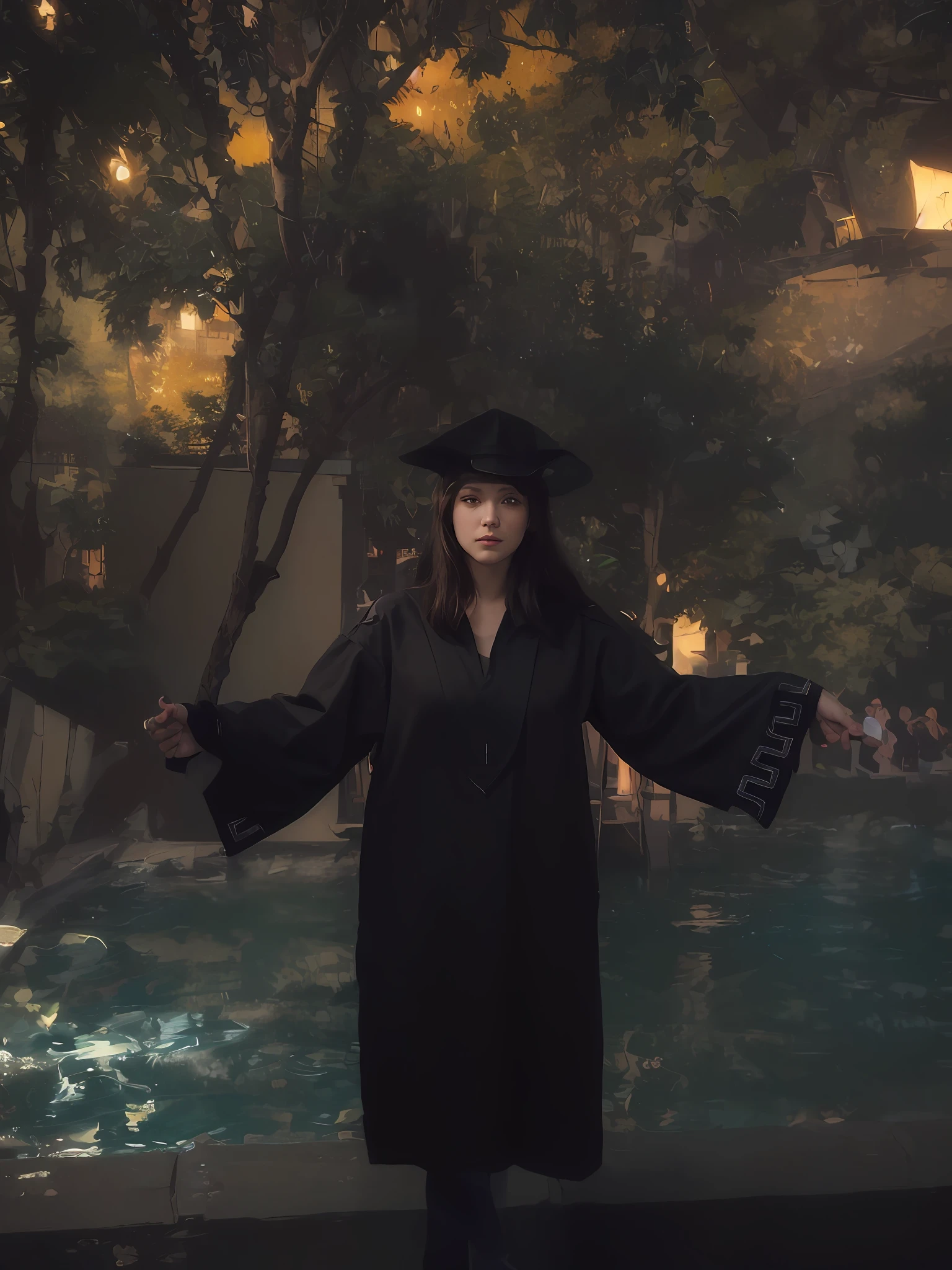(front focus),(in the dark:1.6), Hyperrealist portrait of female by david hockney and alphonse mucha,fantasy art, photo realistic, dynamic lighting, artstation, poster, volumetric lighting, very detailed faces, 4 k, award winning,, 1girl, in the dark, deep shadow, low key,cowboy shot,(official clothing:1.4) ,long hair,white hair,