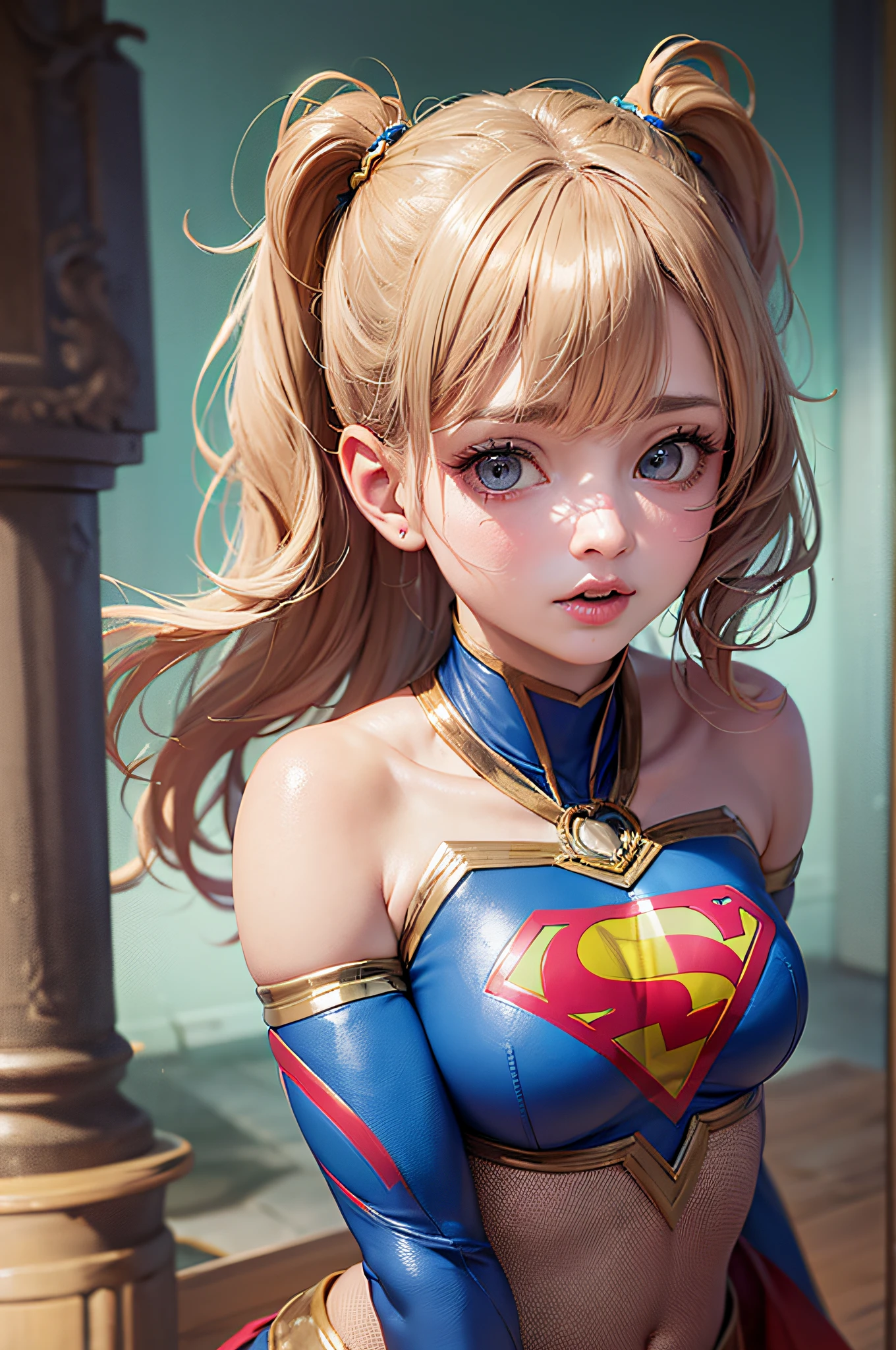 (8k, qualidade superior, melhor qualidade, obra-prima, altamente detalhado: 1.2), supergirl, 1 mulher, sexy, (peito grande, cintura fina, bunda grande), corpo definido, linda, extremely torn costumes consequence of battles, riqueza nos detalhes