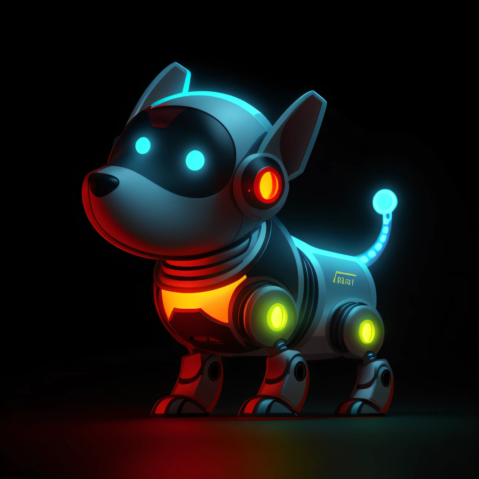 high qulity,Robot dog,glowing light eyes,Tech sense,3D,