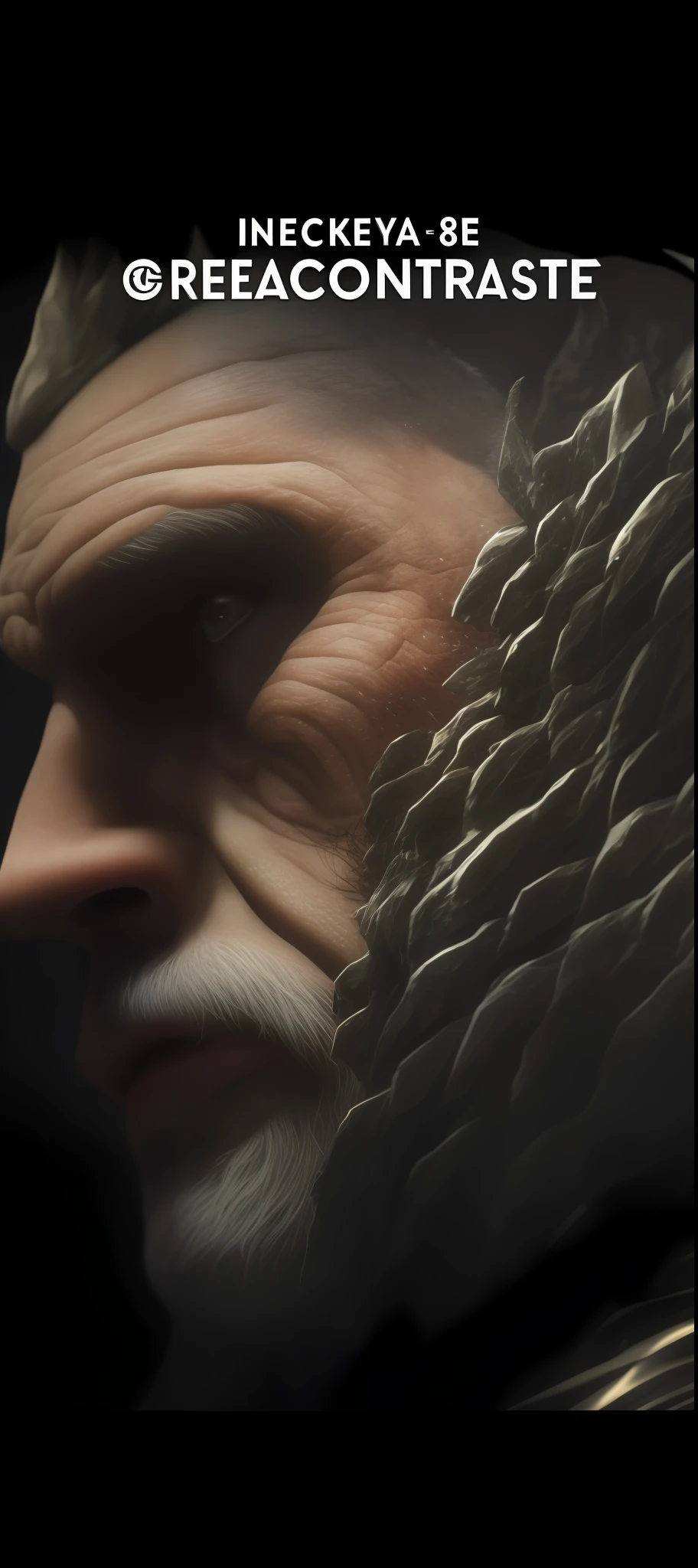 A closeup of a man with a beard and a bird on his head, cinematic close-up of bust, Retrato VFX altamente detalhado, rosto viking no perfil, barba grisalha, retrato vfx altamente detalhado de, de witcher (2021), jörmungandr, 2 0 2 1 cinematic 4 k framegrab, estilo fantasia 8 k octane render