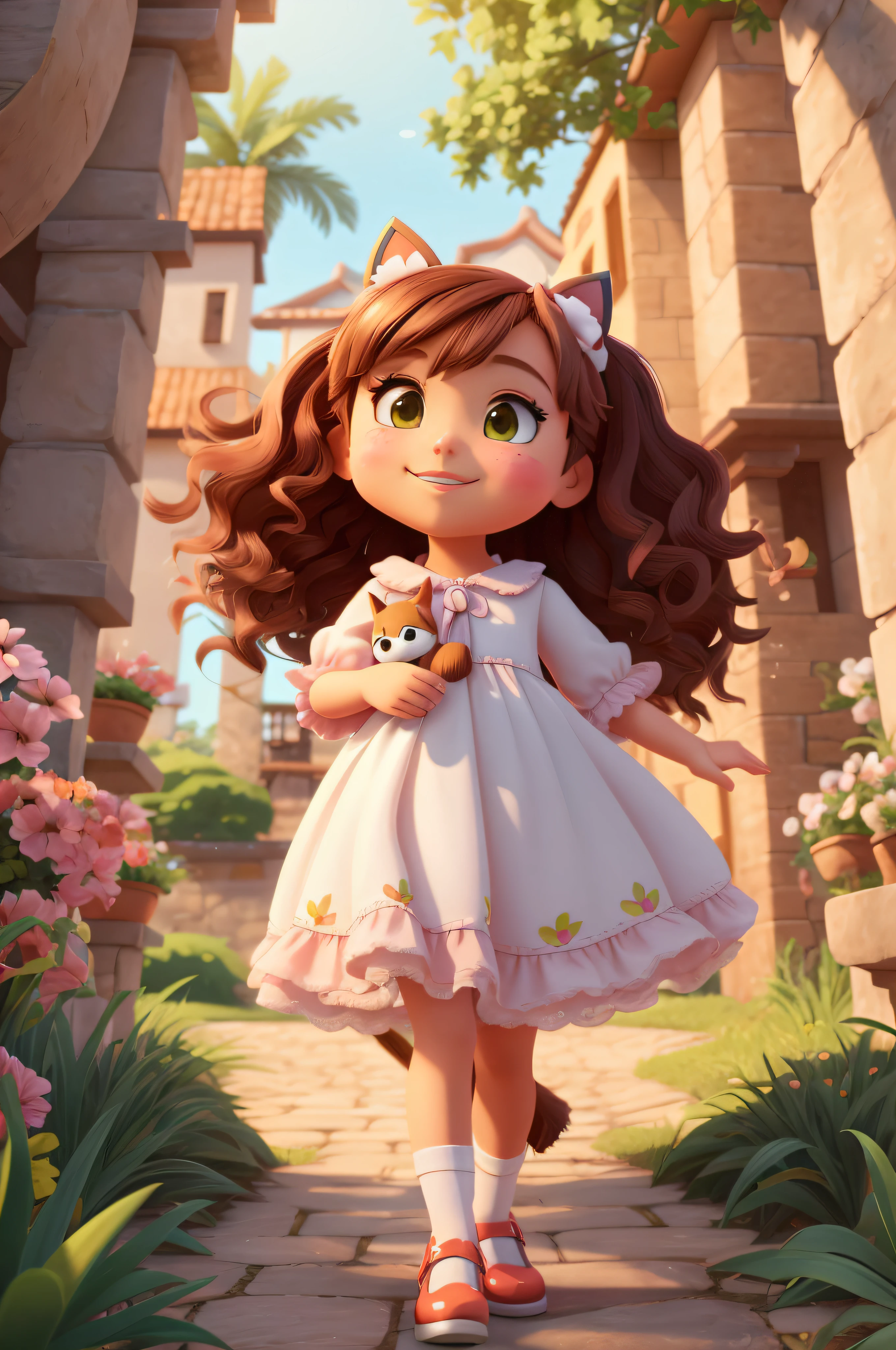 um close up de uma garota de desenho animado em um vestido e sapatos, painting digital adorable, arte digital detalhada bonito, render de uma menina anime 3d bonito, personagem bonito, Arte infantil em Artstation, muito bonita gatinha fofa, arte digital bonito, personagem bonito dos desenhos animados, gatinha jovem bonita, bonito 3 d render, in style of disney animation, Loli, animated film