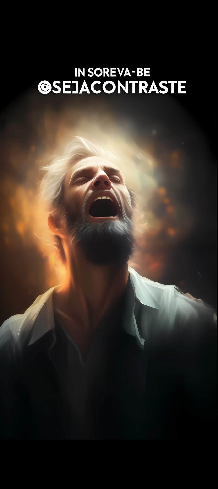 um close up de um homem com barba e camisa, Pintura abstrata do homem em chamas, gritando em agonia, uma pintura digital expressiva, pintura digital. octan render, Retrato VFX altamente detalhado, inspirado em Sam Spratt, dramatic illustration, epic digital painting, gritando de dor, homem gritando, quality astral projection rendering, pintura digital expressiva, prophetic art, dramatic artwork