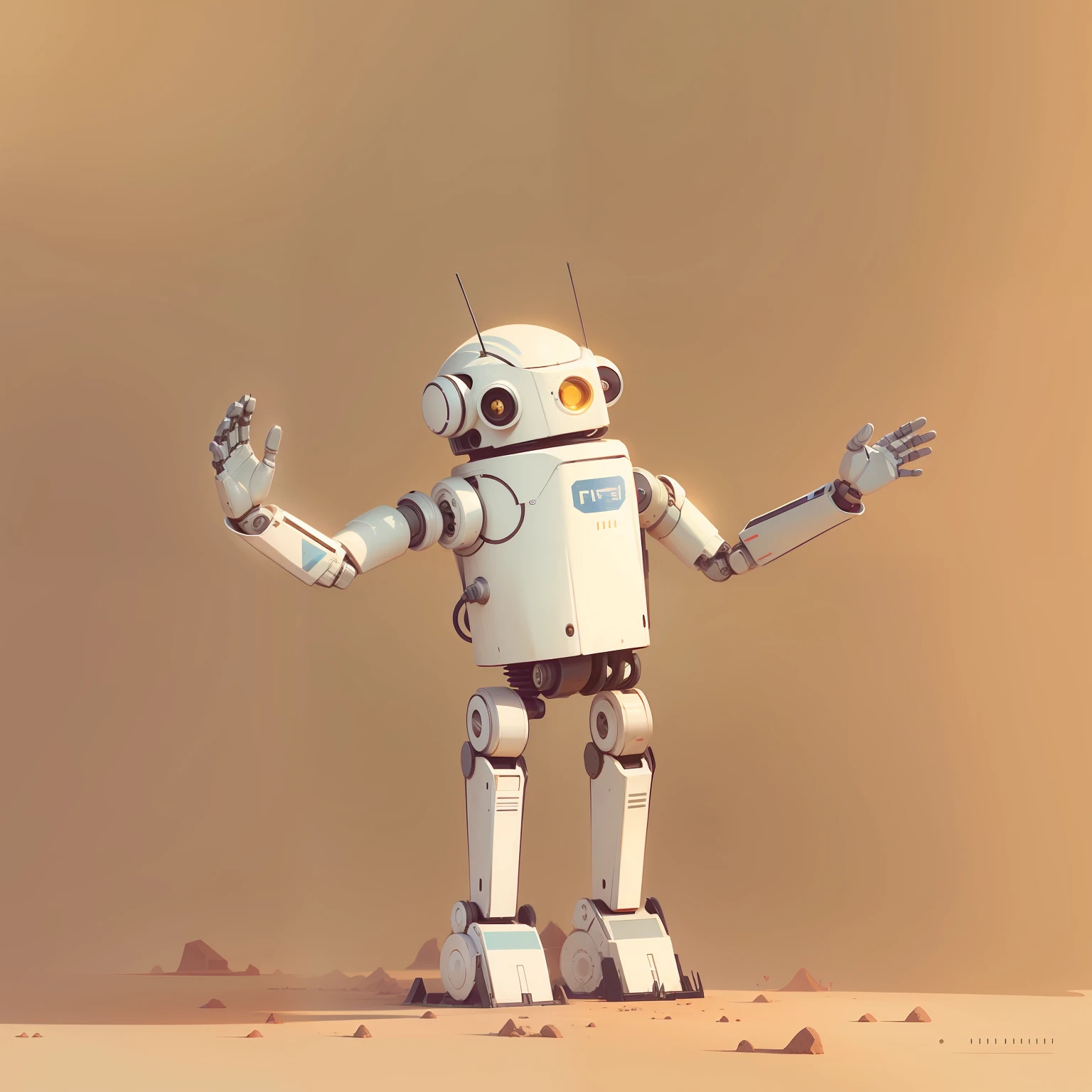 An illustration,nothing background,Only one robot is waving