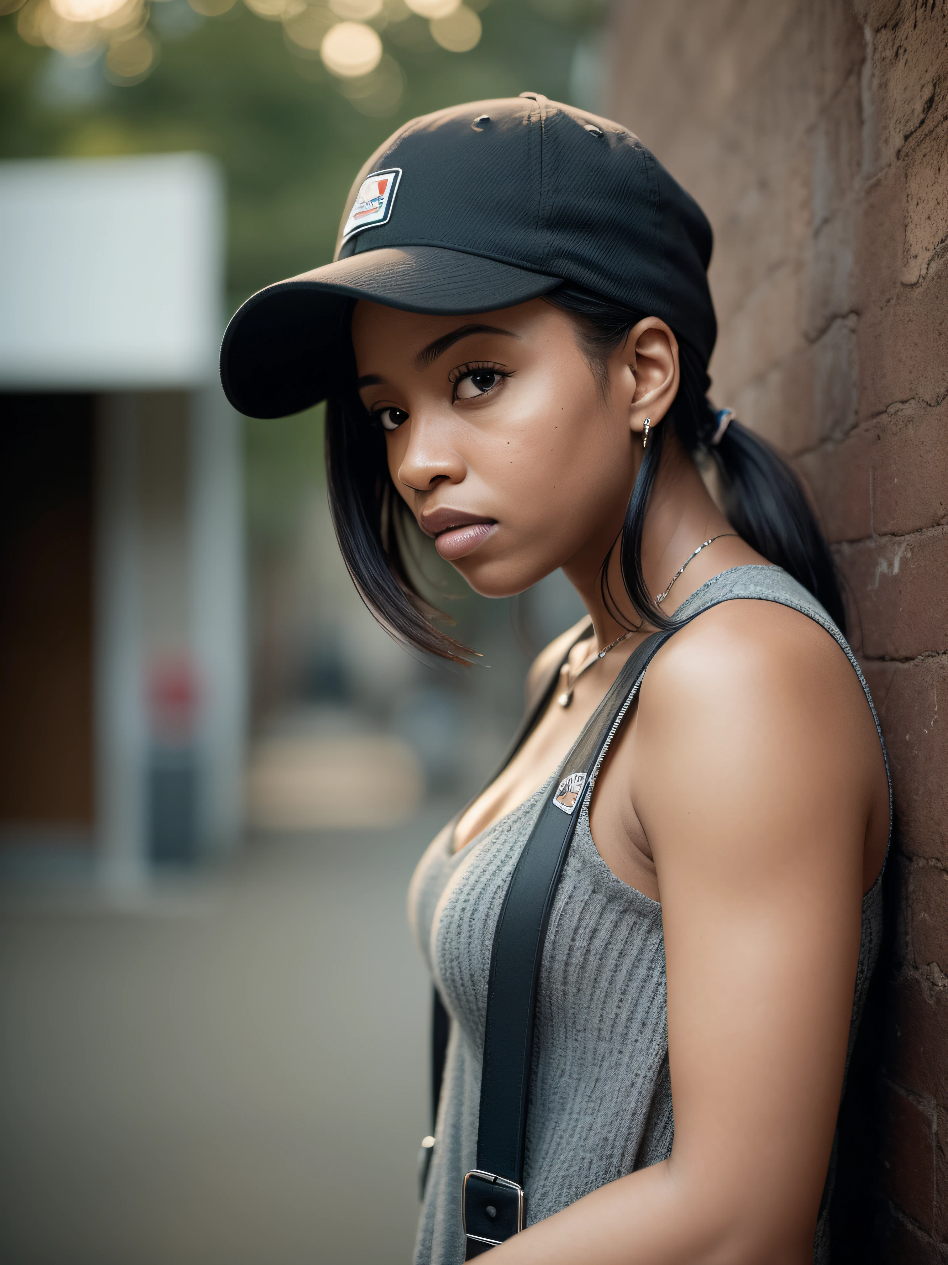 Black female deliverer going through check list touchpad, super-realistic style, highly cinematic, Sharp focus, Sun lighting, hyper-realistic aesthetic, visually stunning, emotionally evocative photographs, Style by Gregory Crewdson