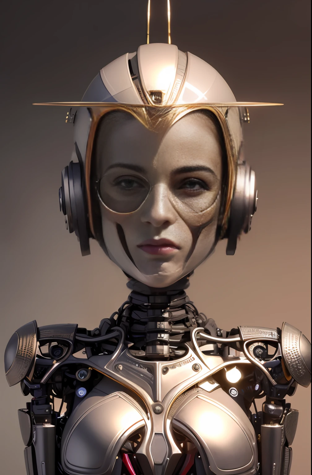 Intricate 3d rendering of highly detailed beautiful ceramic silhouette female robot face, robot, robot part, 150 mm, beautiful studio soft light, rim light, vibrant details, luxurious cyberpunk, lace, surreal, anatomy, facial muscles, cables wires, microchip, elegant, beautiful background, octane rendering, HR Giger style, 8k, best quality, masterpiece, illustration, very delicate and beautiful, very detailed, CG, unity, wallpaper , (fidelity, fidelity: 1.37), amazing, fine detail, masterpiece, best quality, official art, very detailed cg unity 8k wallpaper, absurd, unbelievably absurd, robot, silver helmet, full body, sitting write