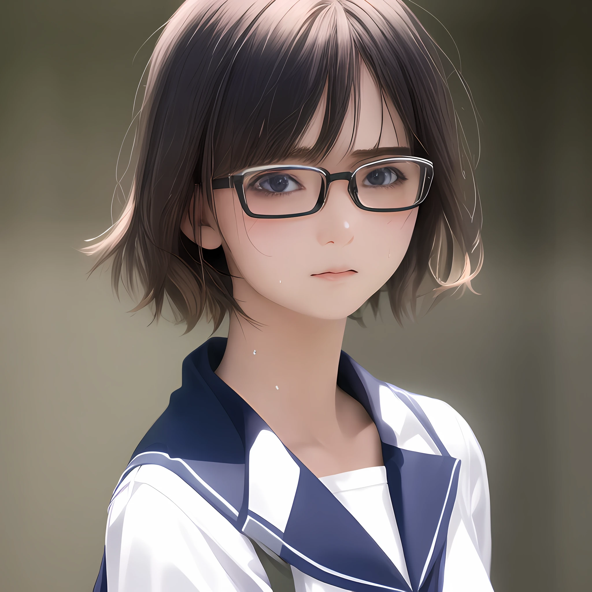 Anime - stylistic image of a woman in glasses and sailor costume, photorealistic anime girl rendering, 3 d anime realistic, Makoto Shinkai. a digital rendering, Realistic anime 3 D style, Photorealistic anime, hyper realistic anime, Realistic young anime girl, Surrealism female students, Surrealism female students, Smooth anime CG art --auto