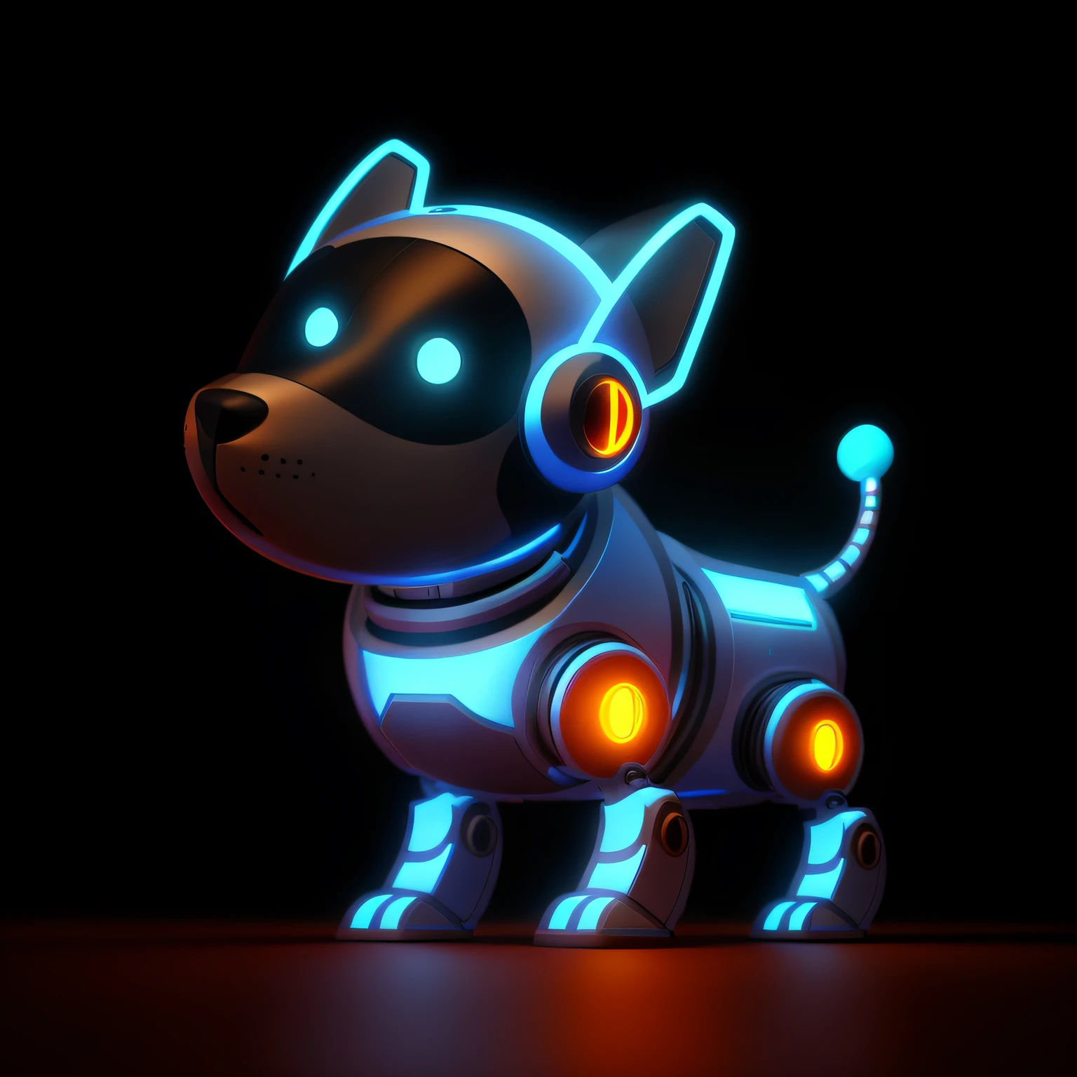 high qulity，Robot dog，glowing light eyes，tech sense，3D，