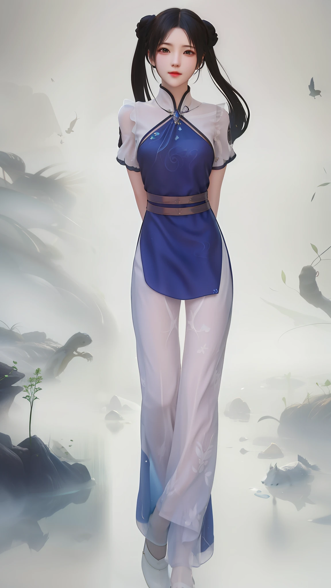 dual horsetail，adolable，Water Spirit，offcial art，Unity 8k壁纸，ultra - detailed，Aesthetics，tmasterpiece，best qualtiy，realisticlying，illuminating，Frankness，photore，A high resolution，4k，8k