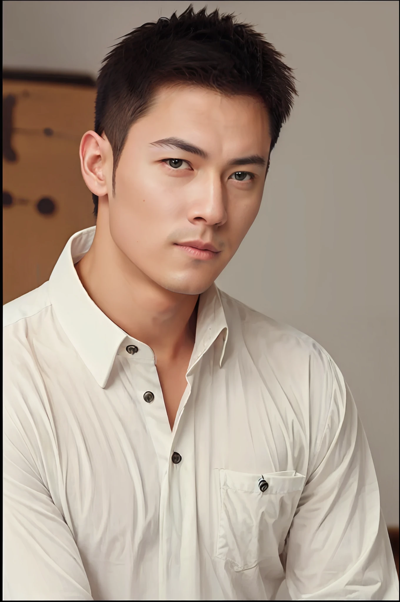 1man,
a 30 y.o muscular male wearing long-sleeve white shirt and tie, with a watch, upper body,
in camera studio with 3 flash, soft lighting,
masterpiece, best quality, 8k uhd, dslr, film grain, Fujifilm XT3 photorealistic painting art by midjourney and greg rutkowski