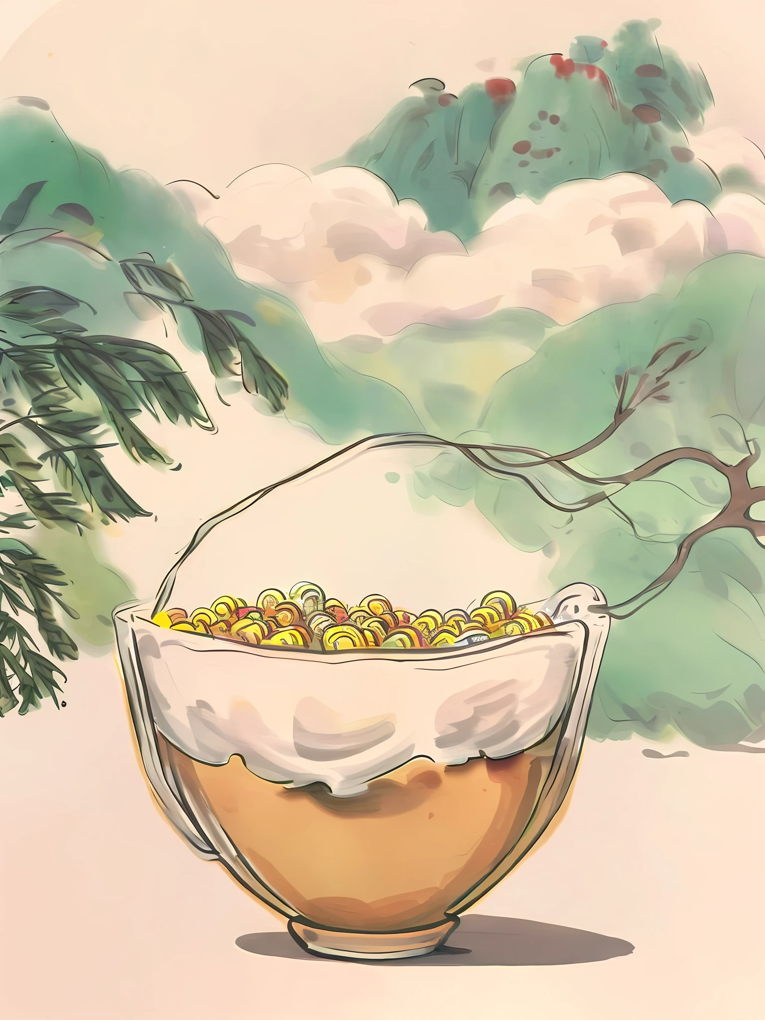 Illustration of a bowl of pearl cereal, in style of digital illustration, Stylized digital illustration, Digital illustration, A beautiful artwork illustration, blurry and dreamy illustration, arte de fundo, digital art illustration, detailed digital illustration, 3d grainy aesthetic illustration, Illustration 8 K, Digital illustration, blurry and dreamy illustration, matte digital illustration