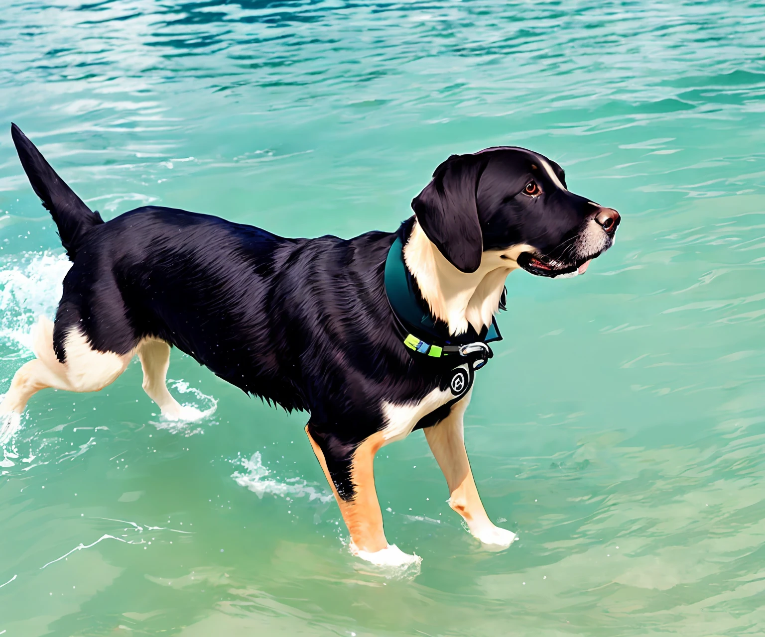 Labrador swimming in the sea