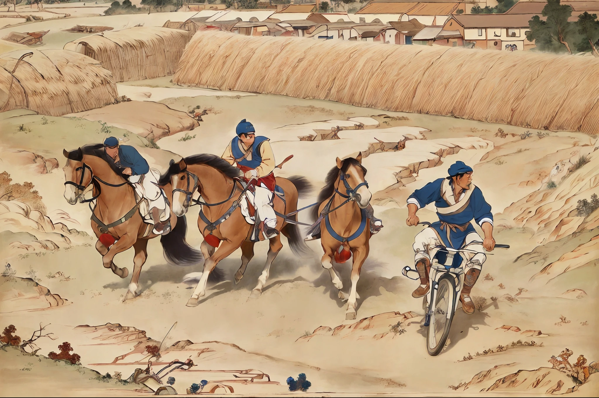 moter cycle, Honda,((top-quality)), ((masterpiece)), (detaileds), multiple boy, fights, plein air, battle posture,amy,equine