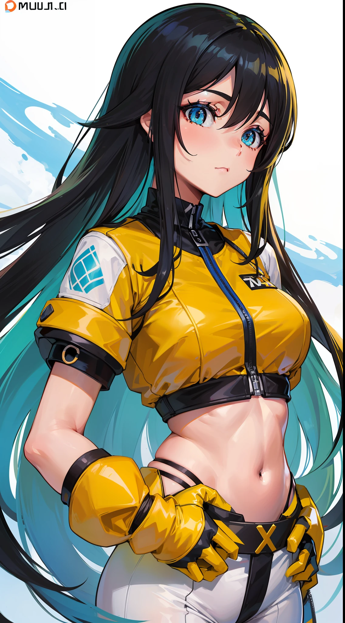 (mulher de cabelo grisalho prateado:1.2, pele escura:1.1, olhos azuis) Sci-fi style in a futuristic setting, com uma vibe vibrante em tons de vermelho-amarelo, usando um uniforme branco deslumbrante.