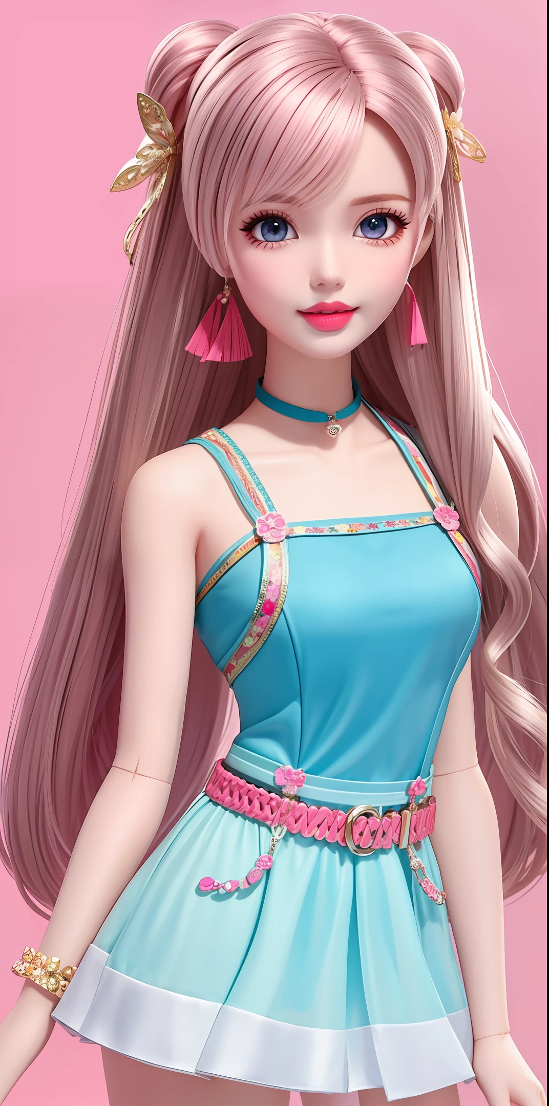 sticker,Barbie beautiful Shopaholic Trendy summer outfit, simple background,