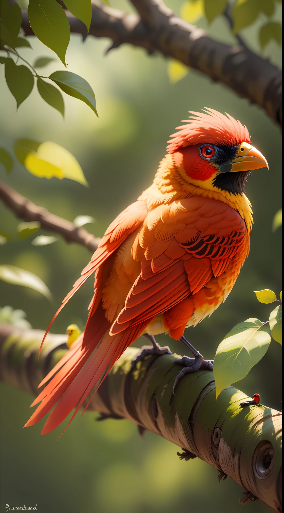 Red bird sitting in the tree,red bird,high resolution,high quality,dark background
