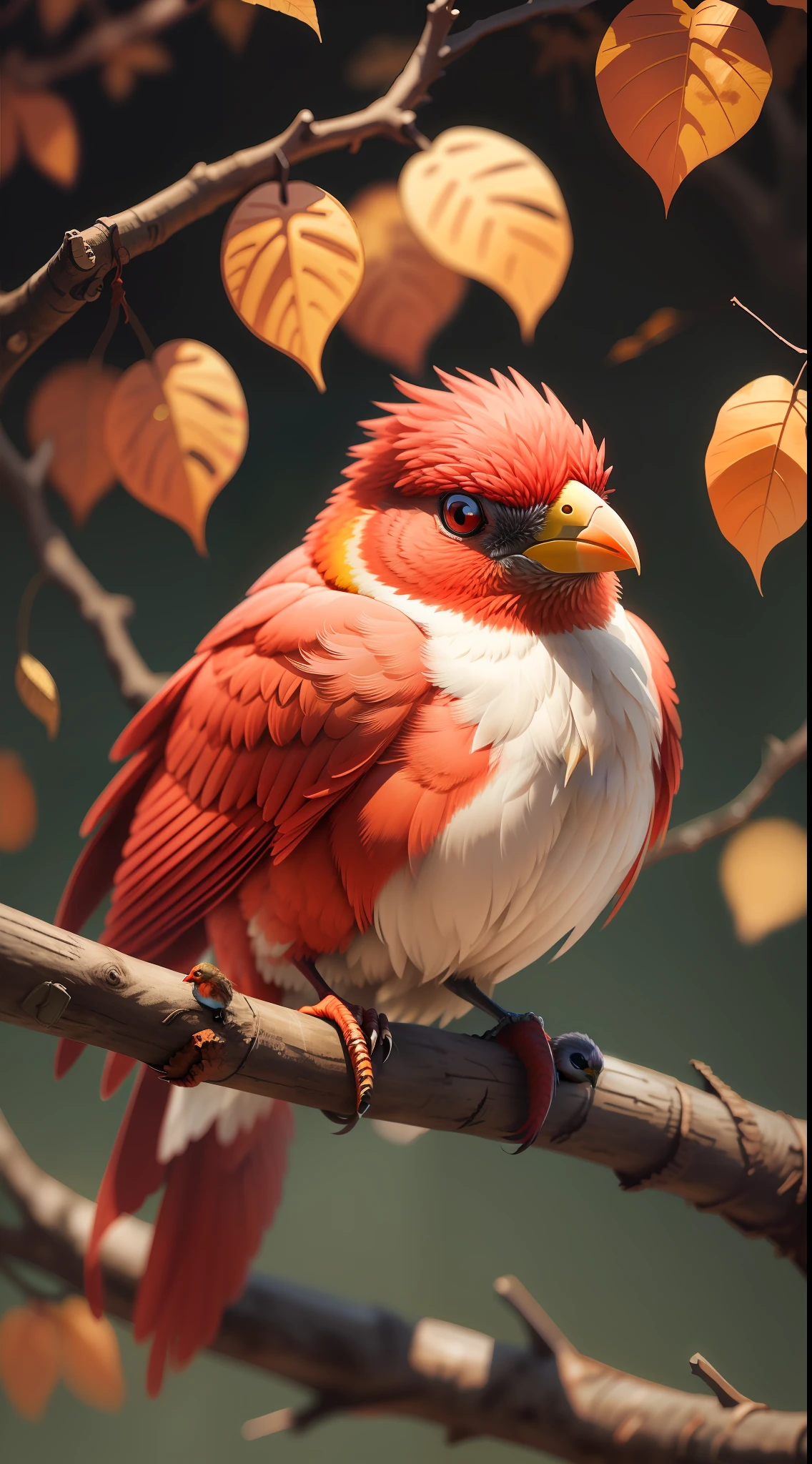 Red bird sitting in the tree,red bird,high resolution,high quality,dark background