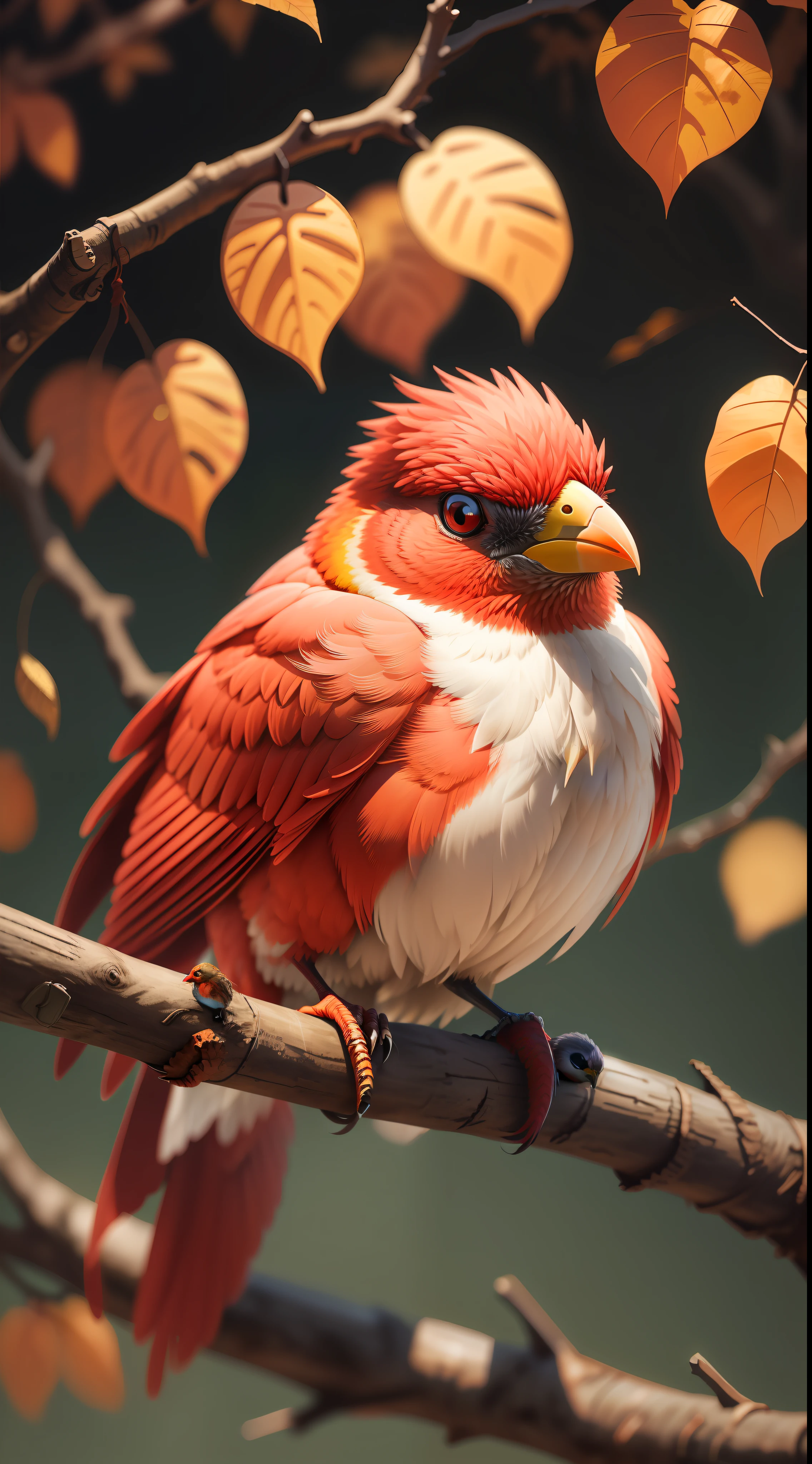 Red bird sitting in the tree,red bird,high resolution,high quality,dark background