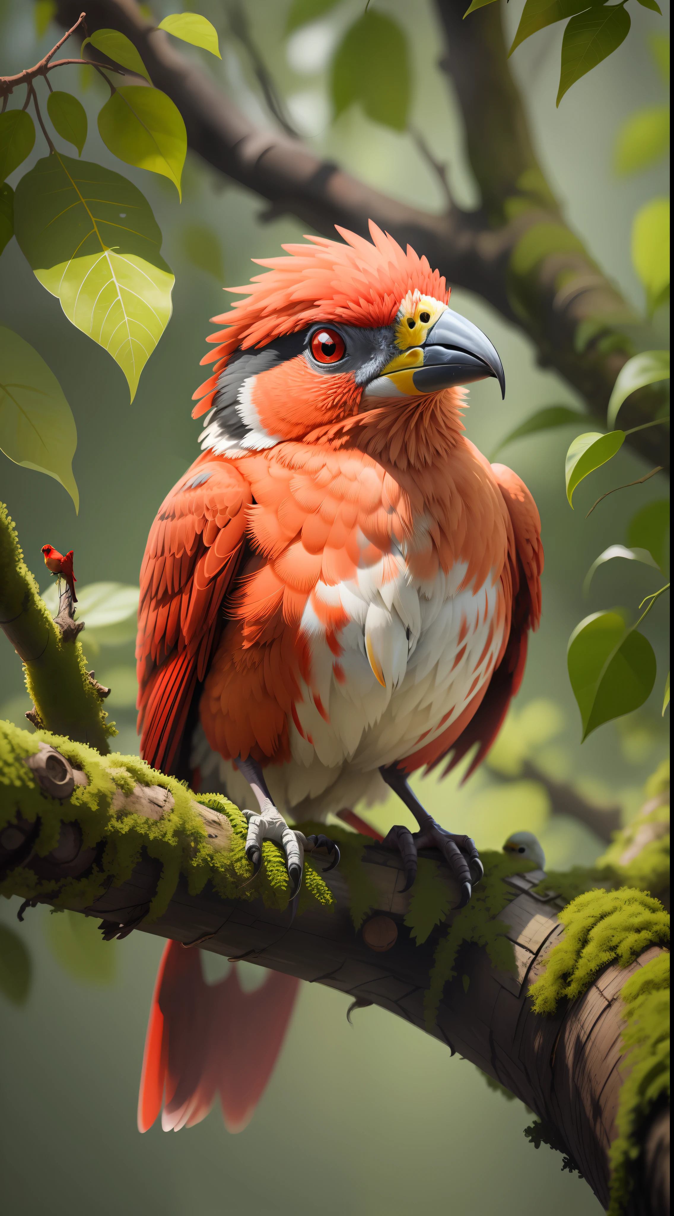 Red bird sitting in the tree,red bird,high resolution,high quality,dark background