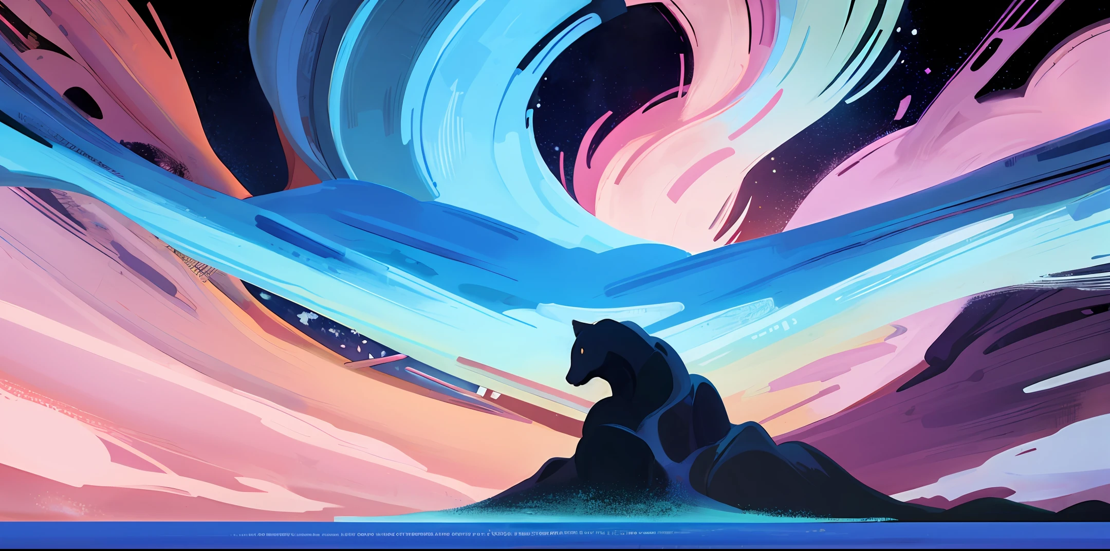pink and blue-haired women floating on the water minimalist, large area of blue, animation art style palette bright, OShare Kei,dark white and amber loose strokes, dark white and light sky blueSenqi precision painting,Traincore,Korea Wave--ar 4:3 --s
