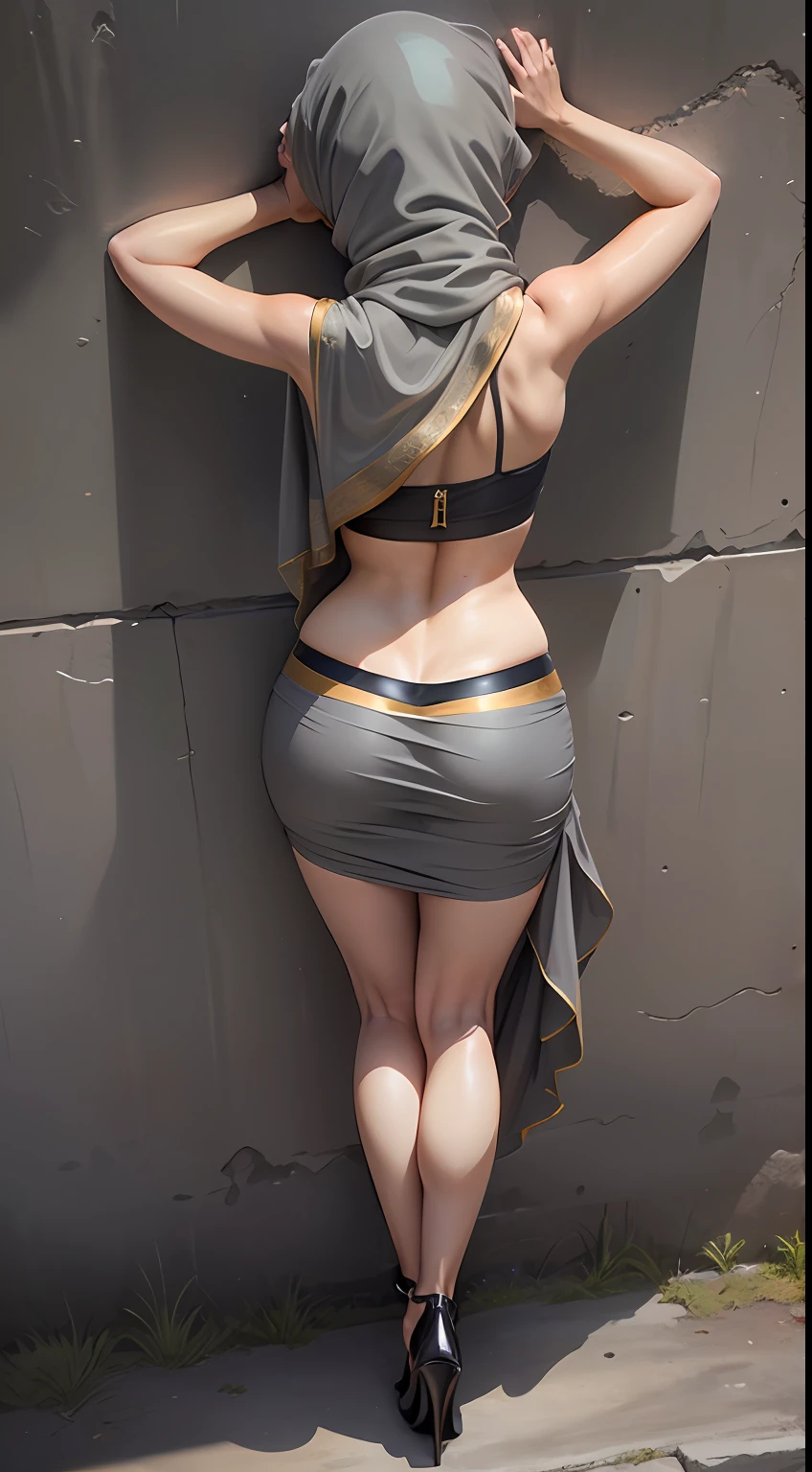 (arabian girl:1.2) (chubby:1.5) child in (saree) perfect full HDR body exposed midriff highleg loli flat chest curvy indian armpits bellydancer 8k high res knees ankles , royal skimpy underwear, cleavage (shiny skin:1.5) (full body shot) (high heels) (armpits:1.3) (outdoor) (grey theme:1.8) (masterpiece:1.8) (hijab:1.2) perfect face (chubby:1.2), (11 years old child), in bikini perfect full HDR body exposed midriff highleg (shot from above:1.7) (standing:1.8) (back on the wall:1.7)