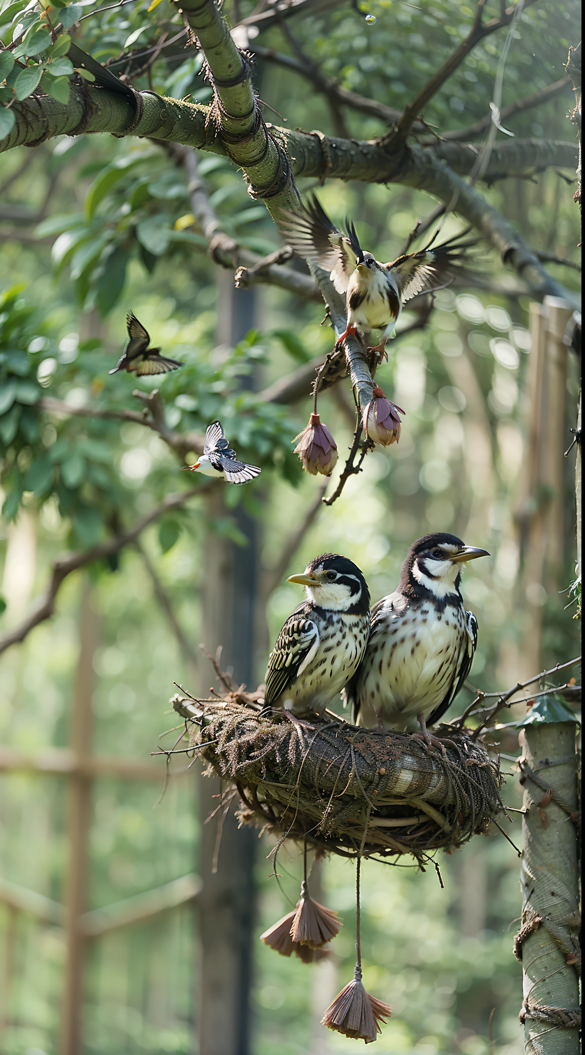 The birds return to their nests，