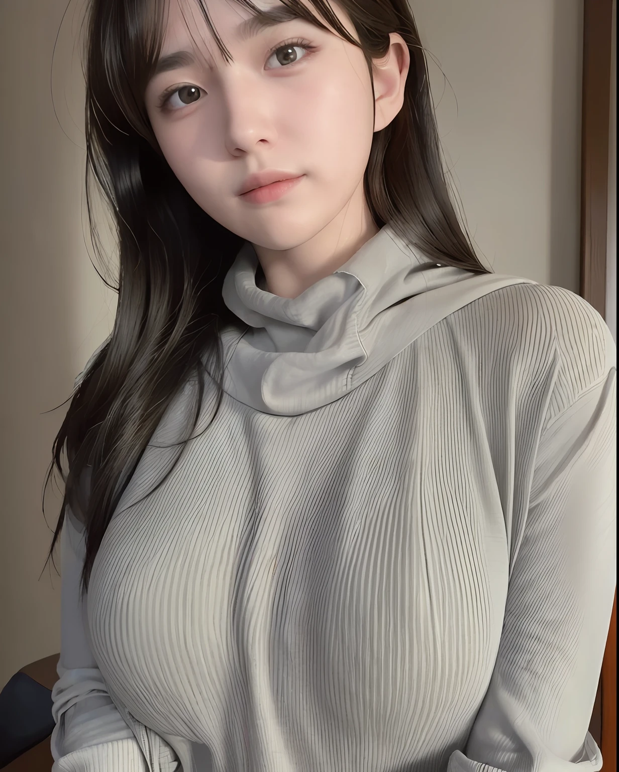 (((1 girl))), (8k, best quality, masterpiece:1.2),(upper body 1:2) (realistic, photorealistic, photo-realistic:1.37), ultra-detailed, beautiful detailed eyes, beautiful detailed nose, (((balanced eyes))), ((upper body 1:2)),((big breasts)), (((sweater))), natural skin texture, 24mm, 4k textures, soft cinematic light, adobe lightroom, photolab, hdr, intricate, elegant, highly detailed, sharp focus, ((((cinematic look)))), soothing tones, insane details, intricate details, hyperdetailed, low contrast, soft cinematic light, dim colors, exposure blend, hdr, faded, slate atmosphere,  (((cloak)))