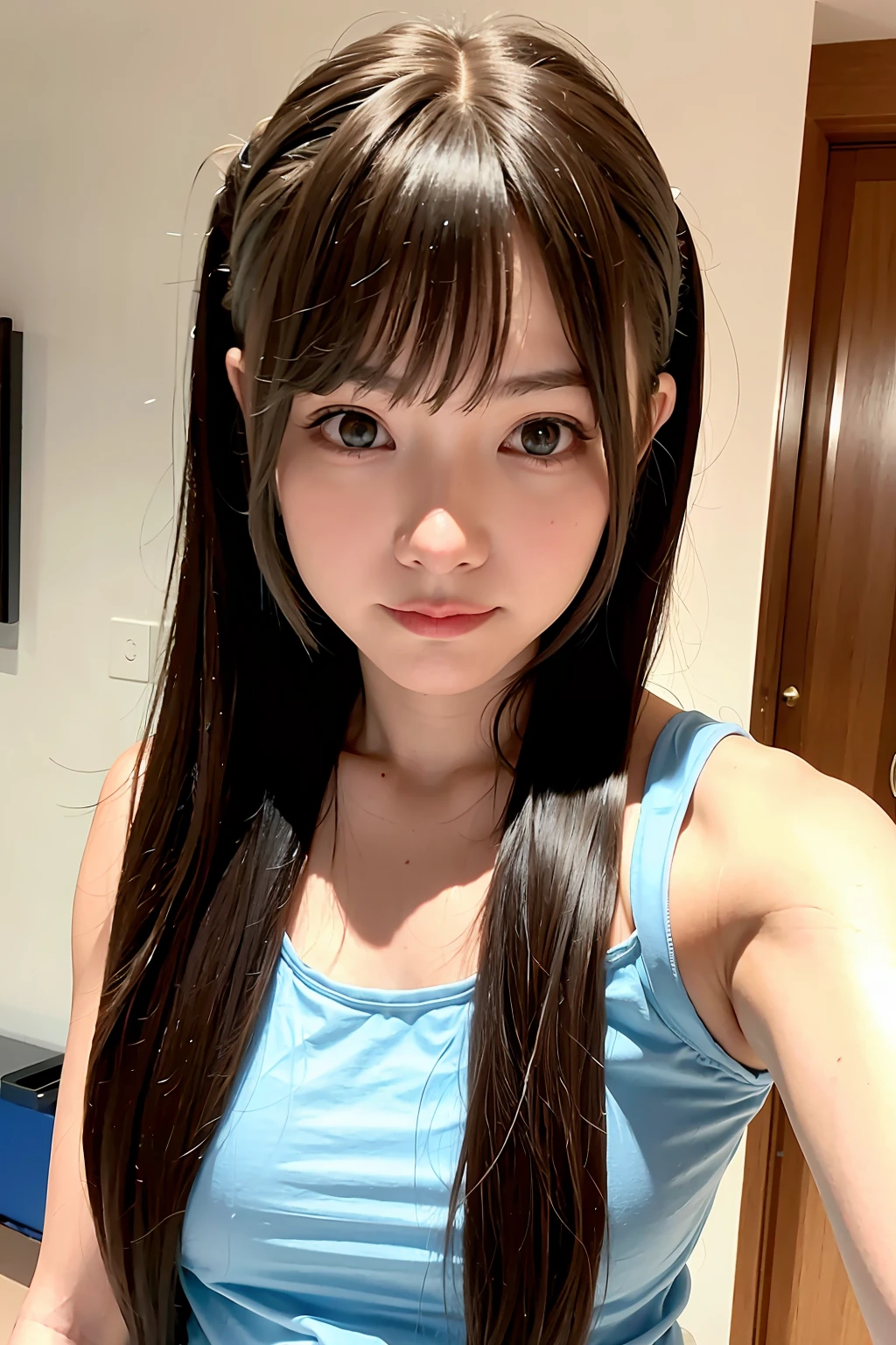 Maximum image quality, ultra-high resolution (realism: 1.4), long hair, with bangs, upper body,