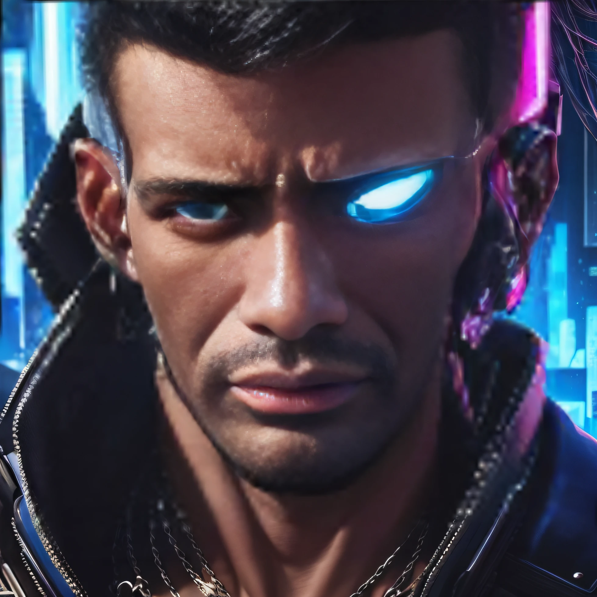 um homem, estilo cyberpunk hiper-realista, Retrato de um homem cyberpunk, estilo cyberpunk , hiper-realista, arte cyberpunk ultrarrealista 8k, retrato cyberpunk, Retrato de um ciborgue cyberpunk, cara cyberpunk, retrato ciborgue, Retrato de Ciborgue, Retrato em close-up de Ciborgue, cyberpunk hero, Retrato de um ciborgue, personagem cyberpunk --auto
