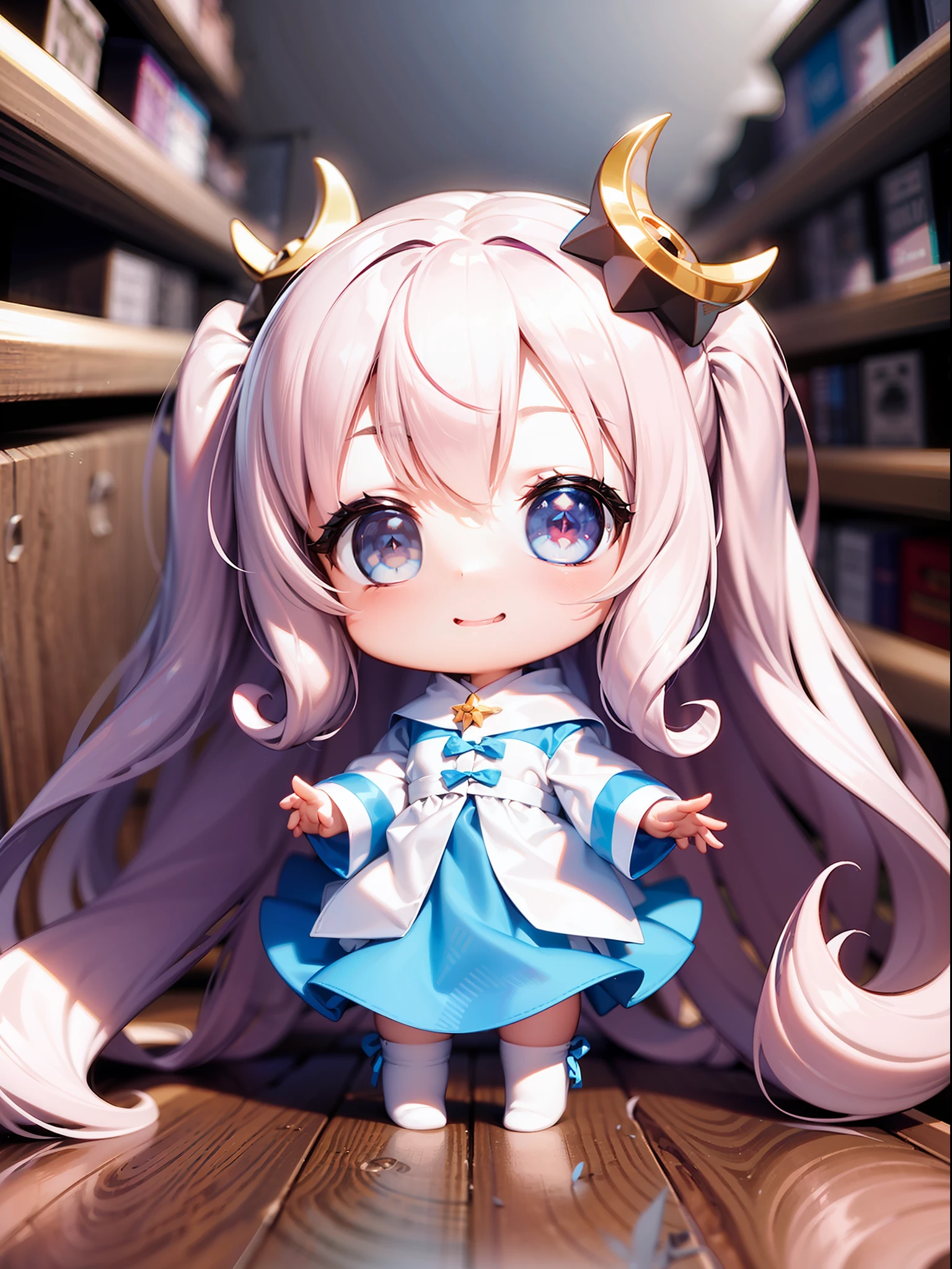 PopMart blind box IP,A cute,Close-up of white robe doll,Young Angel style,Wear long, fluent clothes,WLOP wind,Pocelain dolls,small person;Unreal Engine5,Streamline 3D/C4D production:8K HD quality/illuminating/Ultra-detailed lens depiction1.5,flawless perfection,Chibi background/SENSE OF CINEMA。Octopus tentacles on the back,octopus tentacles
